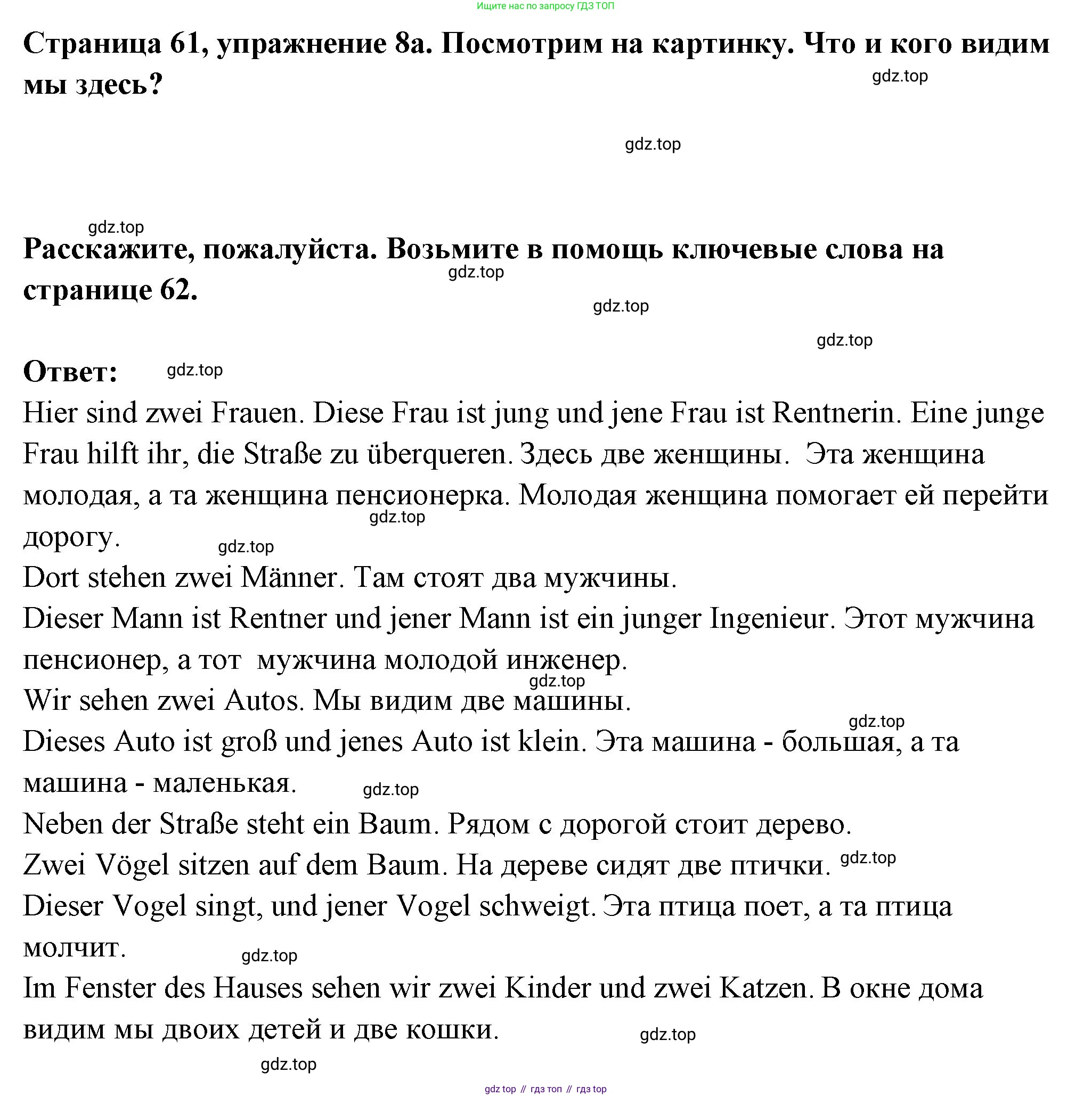 Немецкий язык (Deutsch), 5 класс учебник (lehrbuch), авторы: Бим Инесса Львовна (Bim I), Рыжова Лариса Ивановна (Ryschowa L), издательство Просвещение, Москва, 2023, голубого цвета, страница 61, номер 8, Решение