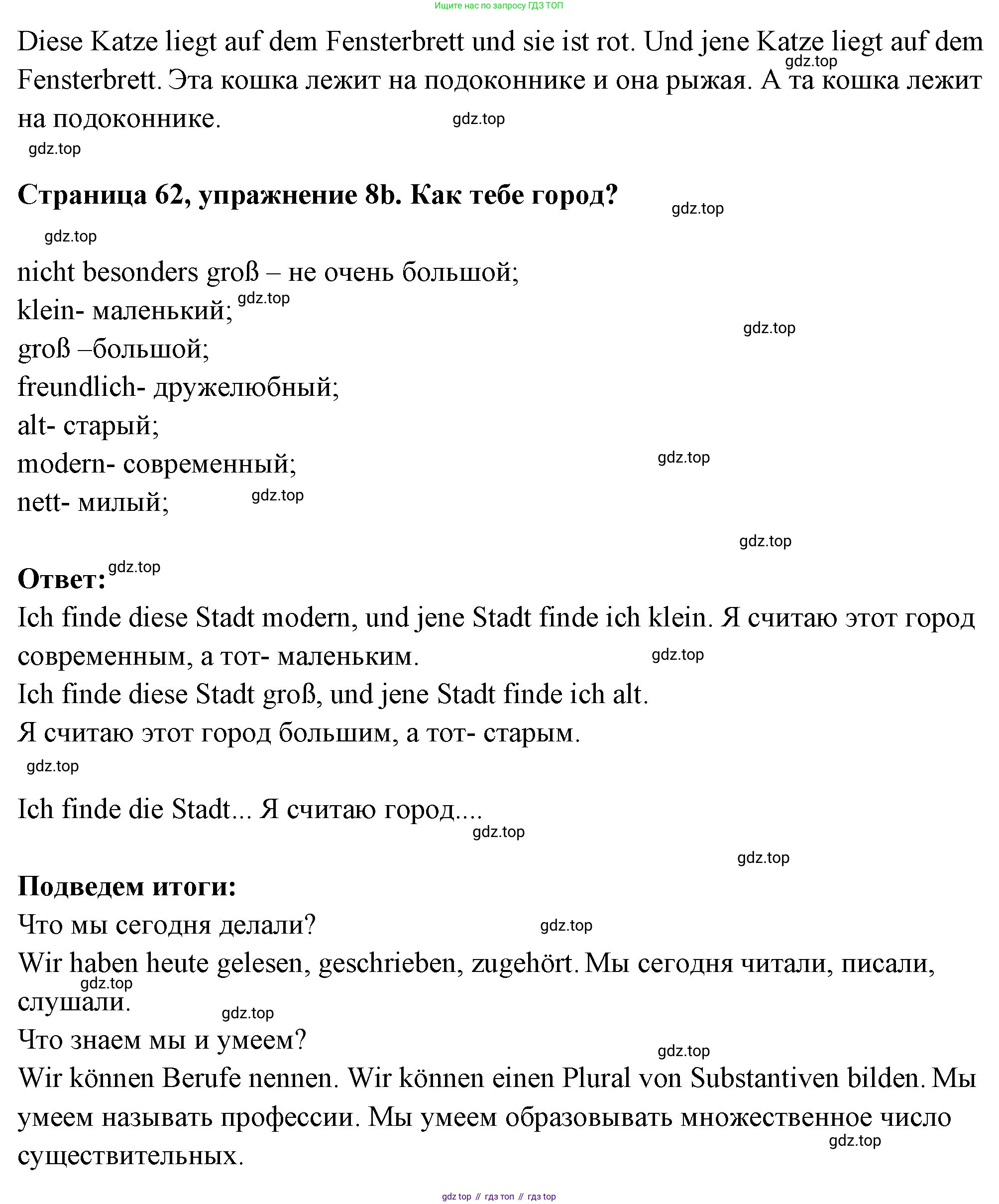 Немецкий язык (Deutsch), 5 класс учебник (lehrbuch), авторы: Бим Инесса Львовна (Bim I), Рыжова Лариса Ивановна (Ryschowa L), издательство Просвещение, Москва, 2023, голубого цвета, страница 61, номер 8, Решение (продолжение 2)
