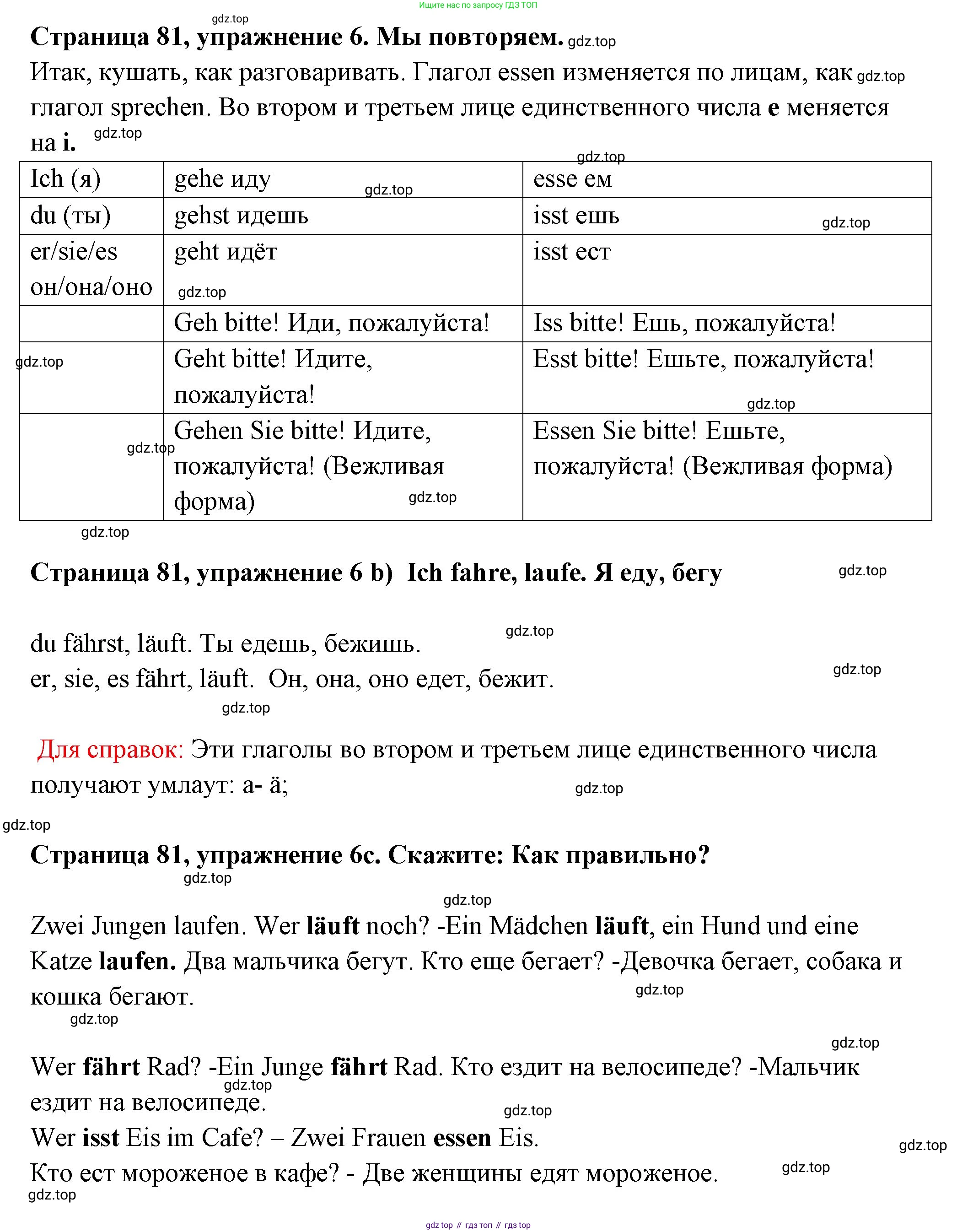 Немецкий язык (Deutsch), 5 класс учебник (lehrbuch), авторы: Бим Инесса Львовна (Bim I), Рыжова Лариса Ивановна (Ryschowa L), издательство Просвещение, Москва, 2023, голубого цвета, страница 81, номер 6, Решение