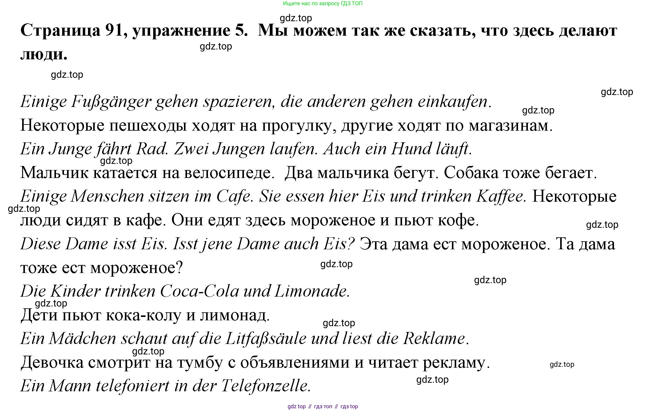 Немецкий язык (Deutsch), 5 класс учебник (lehrbuch), авторы: Бим Инесса Львовна (Bim I), Рыжова Лариса Ивановна (Ryschowa L), издательство Просвещение, Москва, 2023, голубого цвета, страница 91, номер 5, Решение