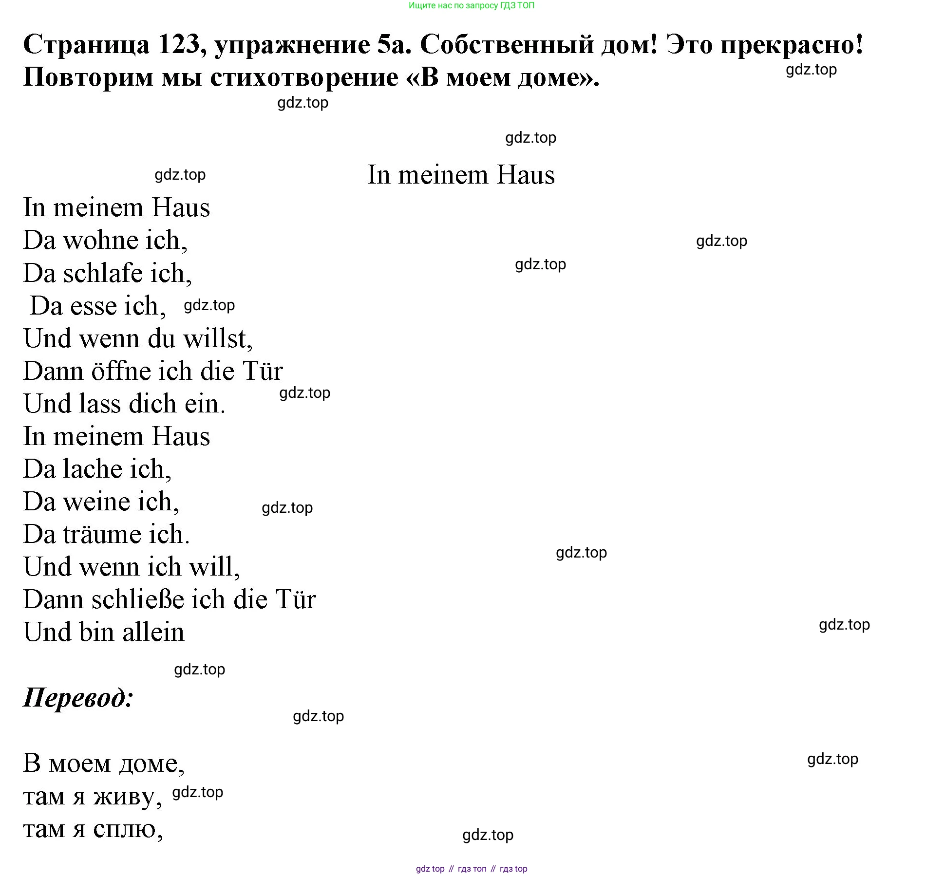 Немецкий язык (Deutsch), 5 класс учебник (lehrbuch), авторы: Бим Инесса Львовна (Bim I), Рыжова Лариса Ивановна (Ryschowa L), издательство Просвещение, Москва, 2023, голубого цвета, страница 123, номер 5, Решение