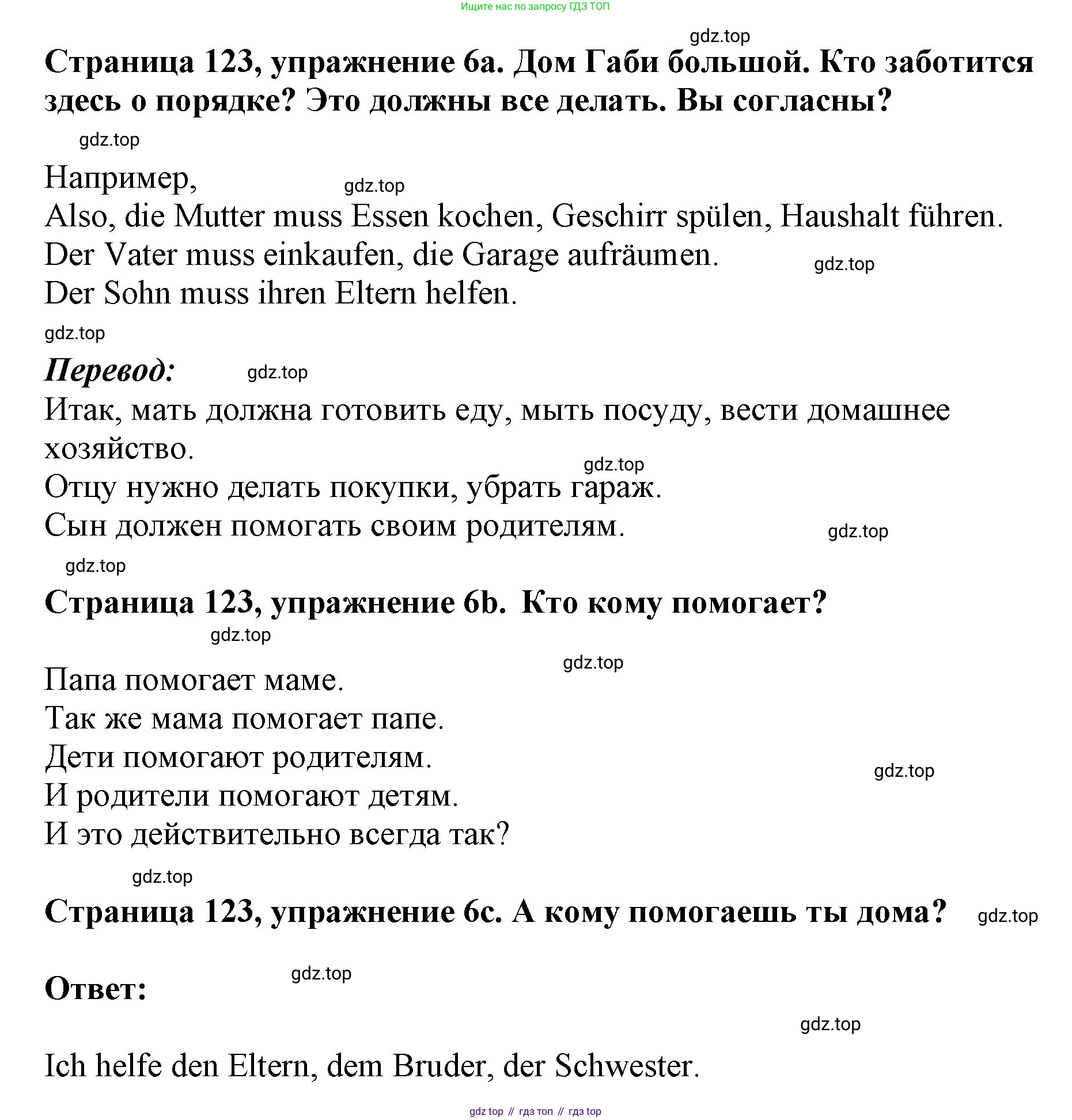 Немецкий язык (Deutsch), 5 класс учебник (lehrbuch), авторы: Бим Инесса Львовна (Bim I), Рыжова Лариса Ивановна (Ryschowa L), издательство Просвещение, Москва, 2023, голубого цвета, страница 123, номер 6, Решение