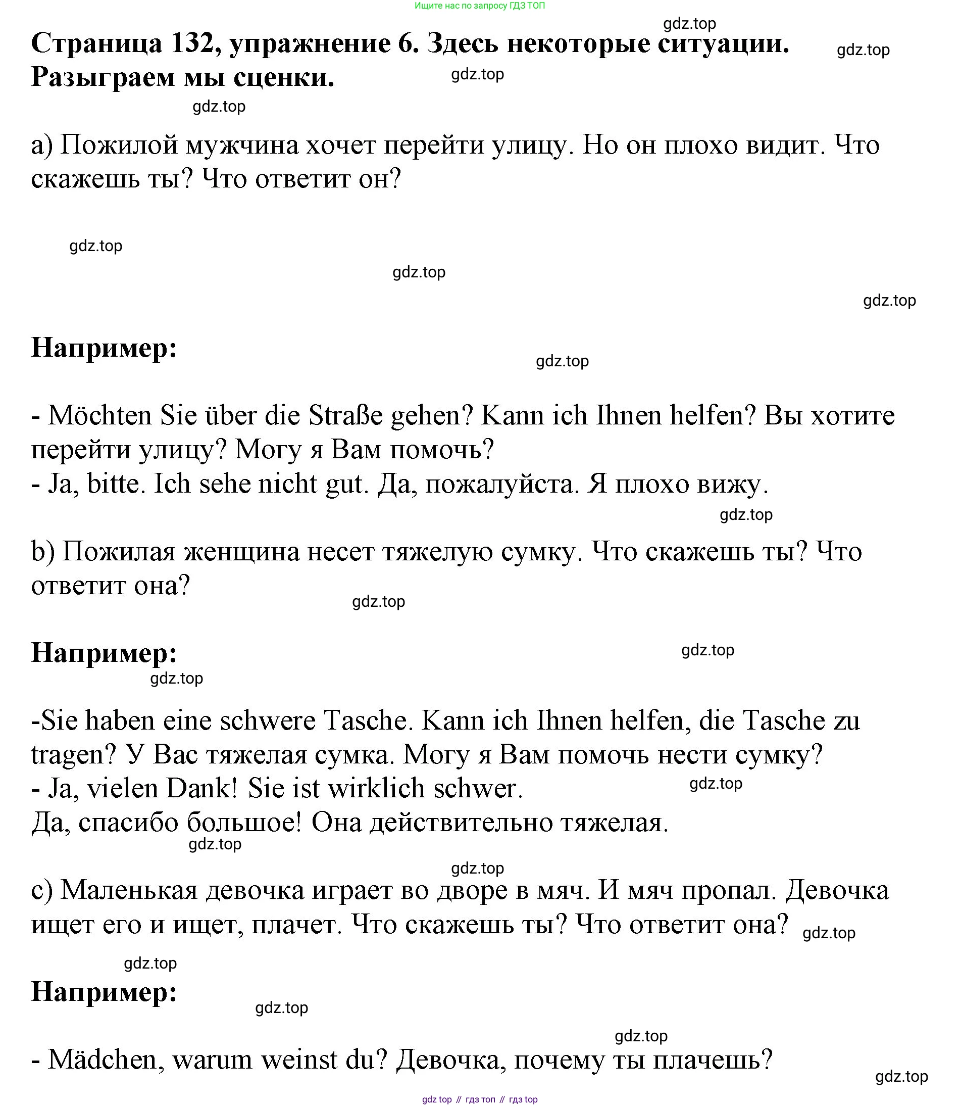 Немецкий язык (Deutsch), 5 класс учебник (lehrbuch), авторы: Бим Инесса Львовна (Bim I), Рыжова Лариса Ивановна (Ryschowa L), издательство Просвещение, Москва, 2023, голубого цвета, страница 132, номер 6, Решение