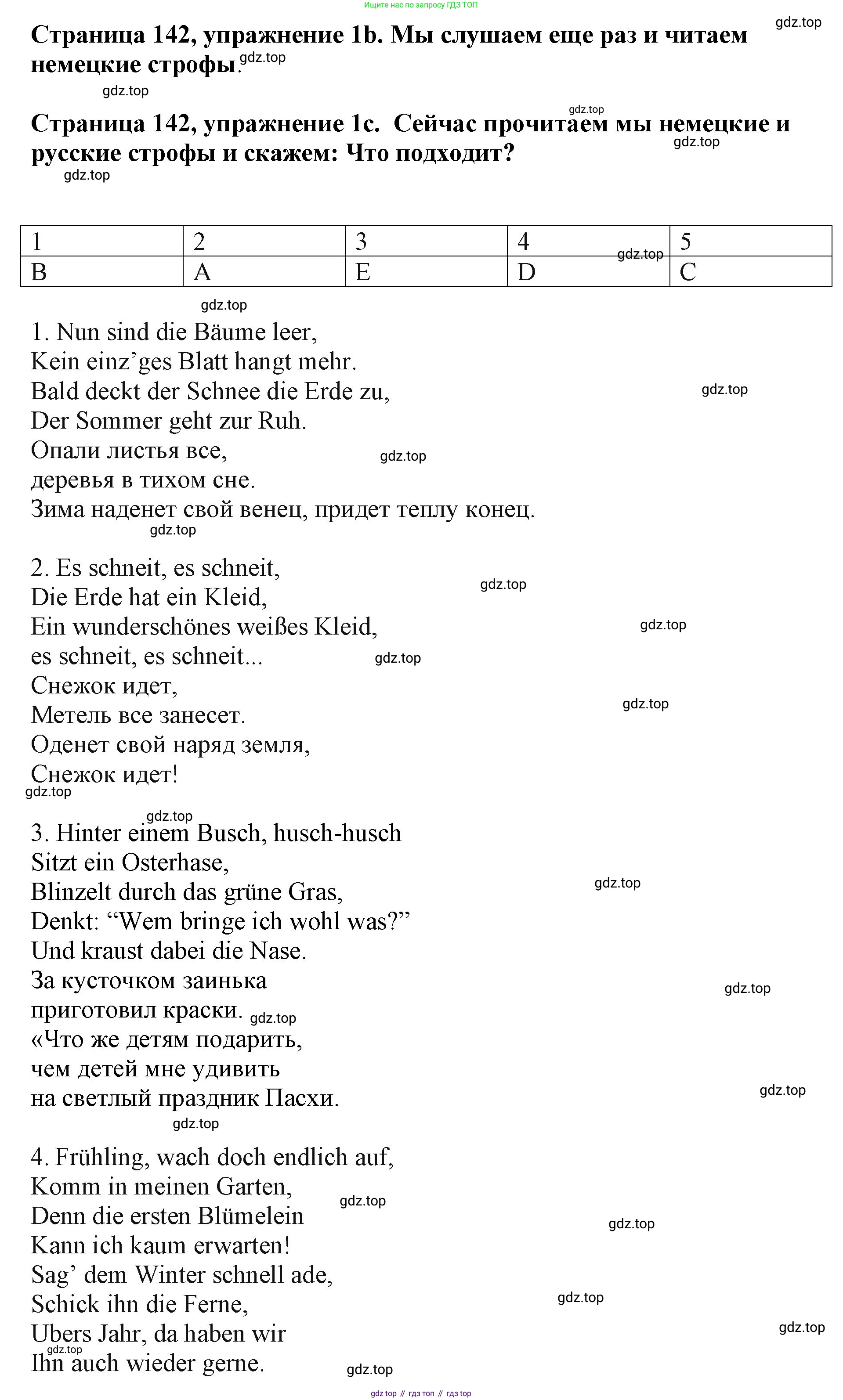 Немецкий язык (Deutsch), 5 класс учебник (lehrbuch), авторы: Бим Инесса Львовна (Bim I), Рыжова Лариса Ивановна (Ryschowa L), издательство Просвещение, Москва, 2023, голубого цвета, страница 142, номер 1, Решение (продолжение 2)