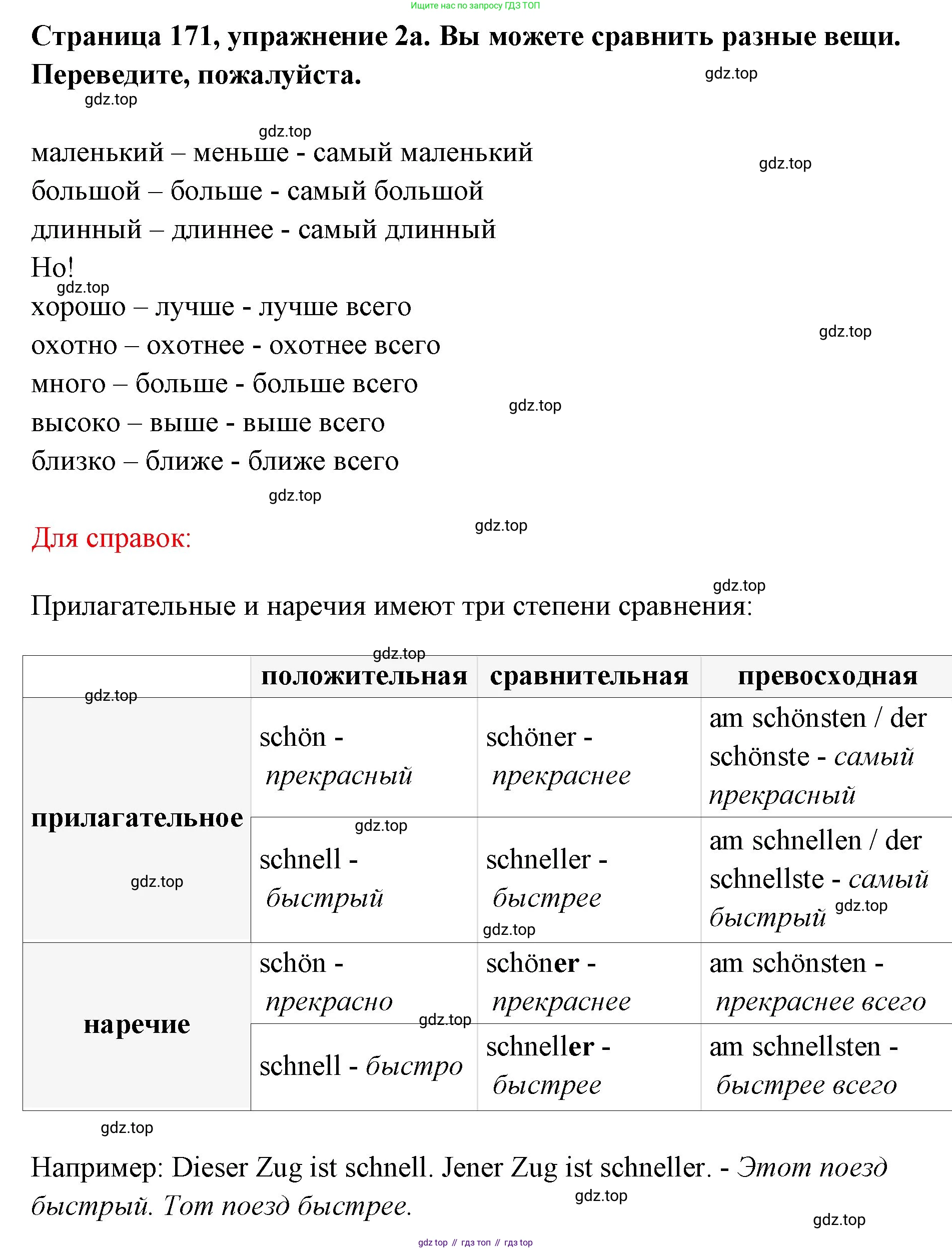 Немецкий язык (Deutsch), 5 класс учебник (lehrbuch), авторы: Бим Инесса Львовна (Bim I), Рыжова Лариса Ивановна (Ryschowa L), издательство Просвещение, Москва, 2023, голубого цвета, страница 171, номер 2, Решение