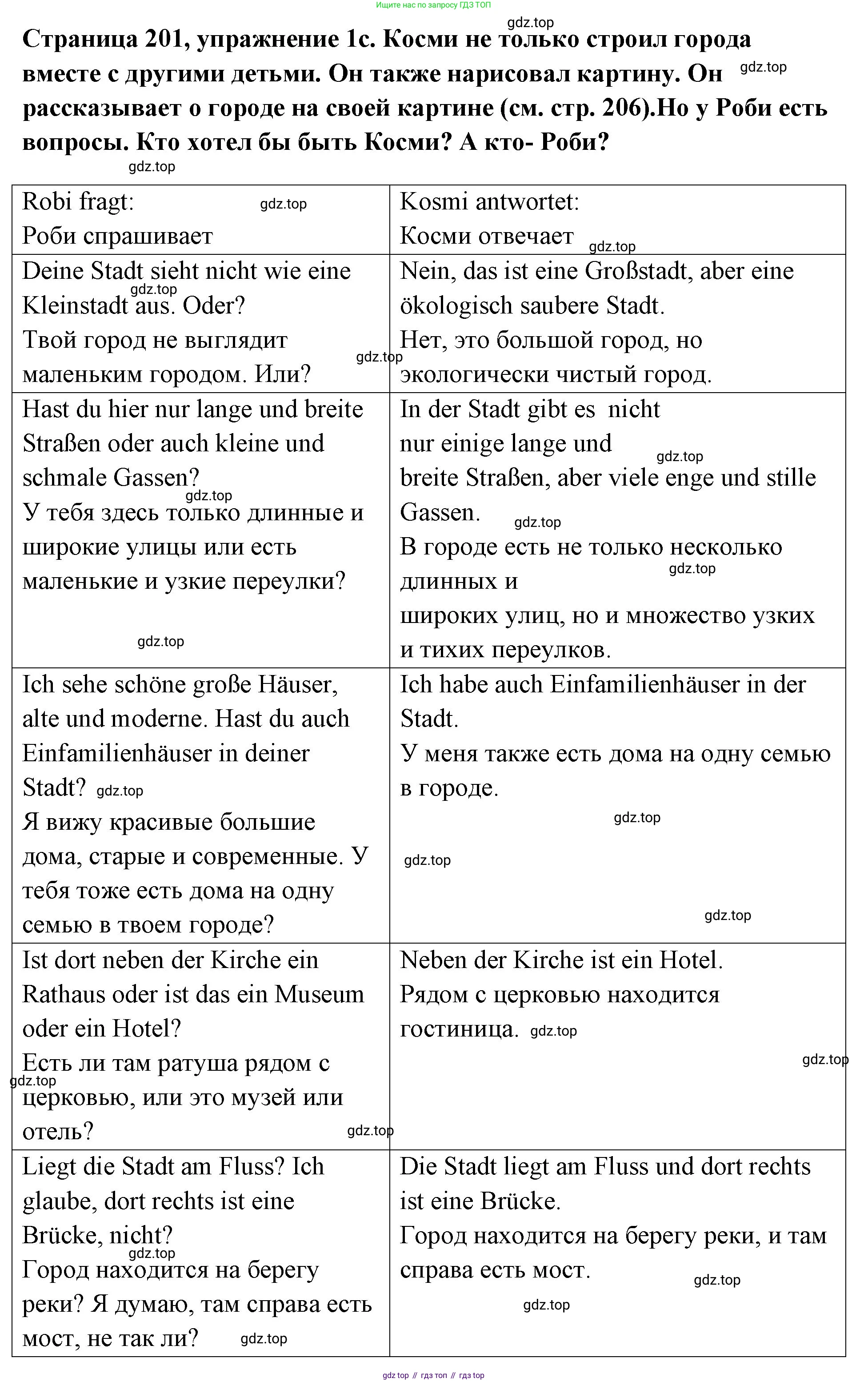 Немецкий язык (Deutsch), 5 класс учебник (lehrbuch), авторы: Бим Инесса Львовна (Bim I), Рыжова Лариса Ивановна (Ryschowa L), издательство Просвещение, Москва, 2023, голубого цвета, страница 201, номер 1, Решение (продолжение 2)
