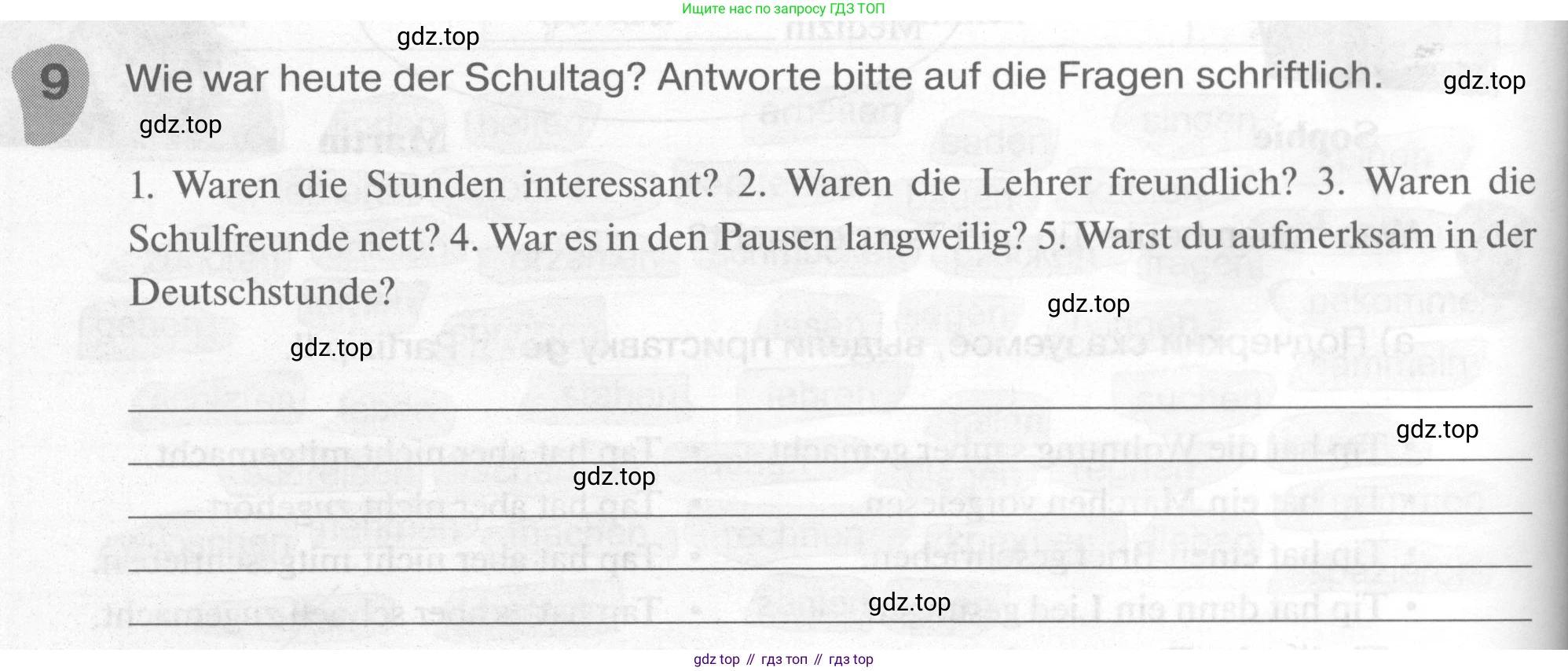 ГДЗ Немецкий язык (Deutsch), 6 класс рабочая тетрадь (arbeitsbuch), авторы: Бим Инесса Львовна (Bim I), Фомичева Людмила Михайловна (Fomitschjowa L), издательство Просвещение, Москва, 2023, салатового цвета, страница 38, номер 9, Условие