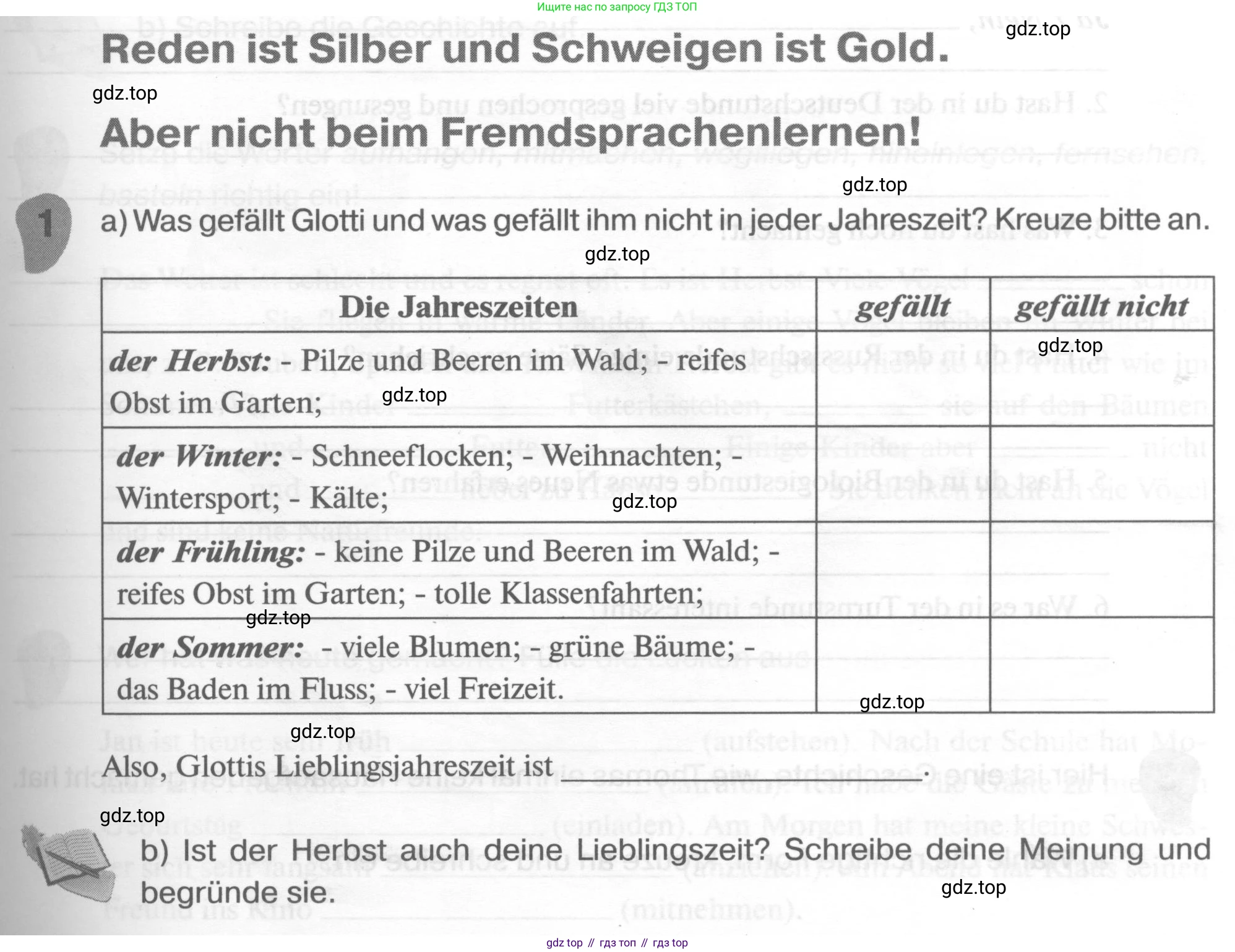 ГДЗ Немецкий язык (Deutsch), 6 класс рабочая тетрадь (arbeitsbuch), авторы: Бим Инесса Львовна (Bim I), Фомичева Людмила Михайловна (Fomitschjowa L), издательство Просвещение, Москва, 2023, салатового цвета, страница 39, номер 1, Условие