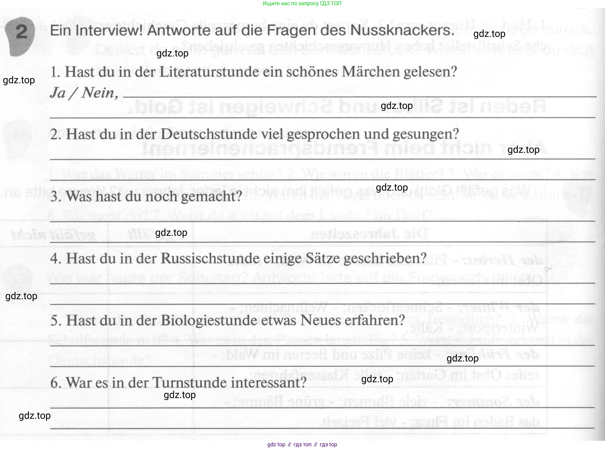 ГДЗ Немецкий язык (Deutsch), 6 класс рабочая тетрадь (arbeitsbuch), авторы: Бим Инесса Львовна (Bim I), Фомичева Людмила Михайловна (Fomitschjowa L), издательство Просвещение, Москва, 2023, салатового цвета, страница 40, номер 2, Условие