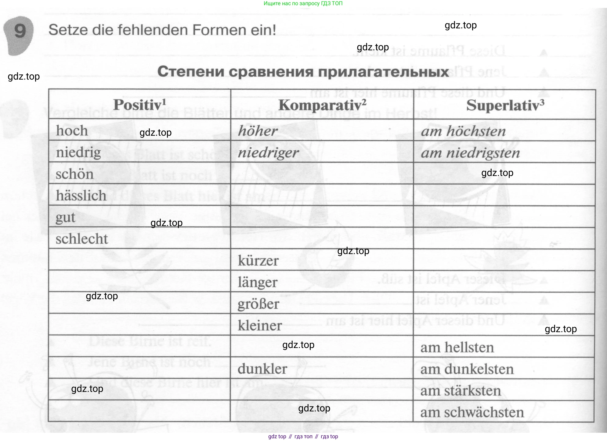 ГДЗ Немецкий язык (Deutsch), 6 класс рабочая тетрадь (arbeitsbuch), авторы: Бим Инесса Львовна (Bim I), Фомичева Людмила Михайловна (Fomitschjowa L), издательство Просвещение, Москва, 2023, салатового цвета, страница 44, номер 9, Условие