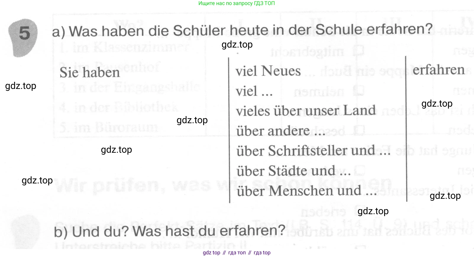 ГДЗ Немецкий язык (Deutsch), 6 класс рабочая тетрадь (arbeitsbuch), авторы: Бим Инесса Львовна (Bim I), Фомичева Людмила Михайловна (Fomitschjowa L), издательство Просвещение, Москва, 2023, салатового цвета, страница 62, номер 5, Условие