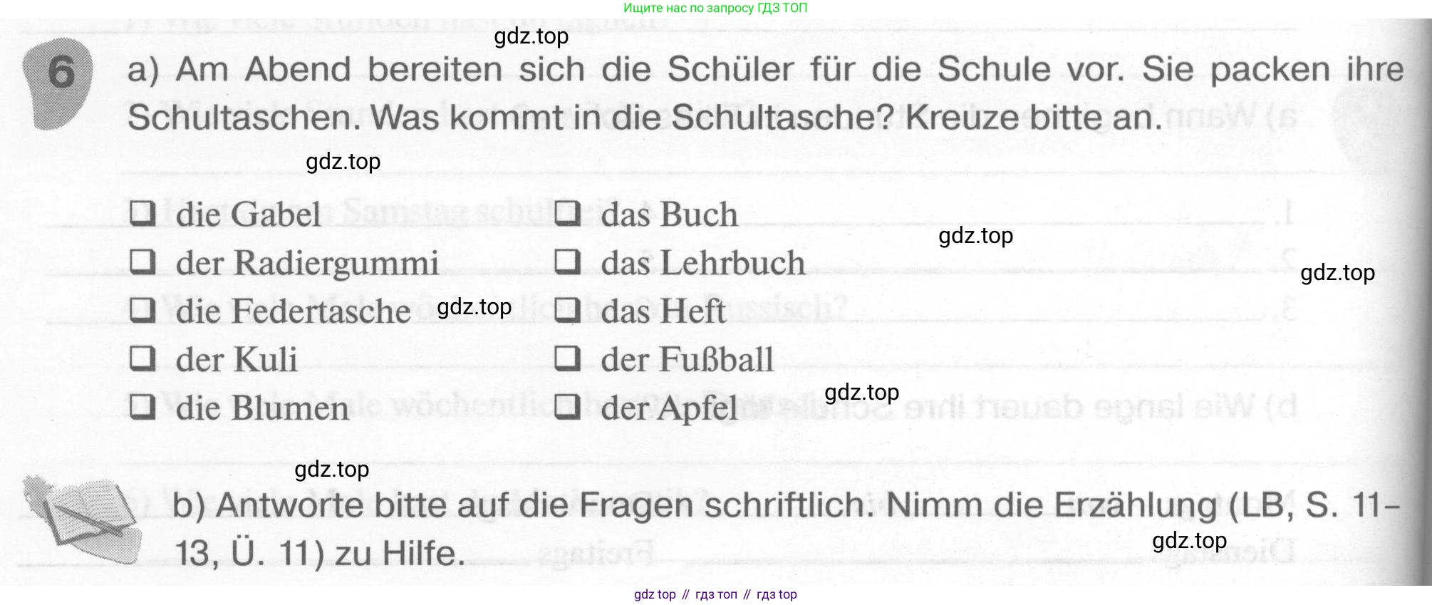 ГДЗ Немецкий язык (Deutsch), 6 класс рабочая тетрадь (arbeitsbuch), авторы: Бим Инесса Львовна (Bim I), Фомичева Людмила Михайловна (Fomitschjowa L), издательство Просвещение, Москва, 2023, салатового цвета, страница 70, номер 6, Условие