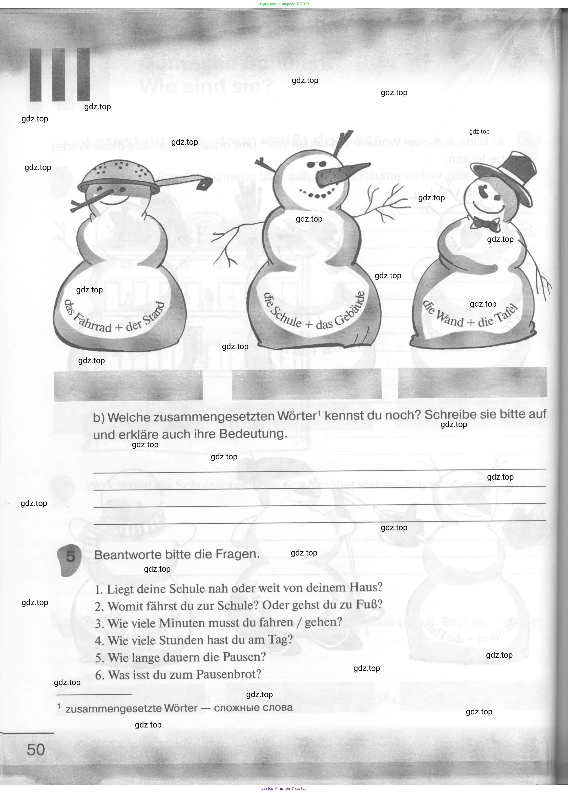 Немецкий язык (Deutsch), 6 класс рабочая тетрадь (arbeitsbuch), авторы: Бим Инесса Львовна (Bim I), Фомичева Людмила Михайловна (Fomitschjowa L), издательство Просвещение, Москва, 2023, салатового цвета, страница 50