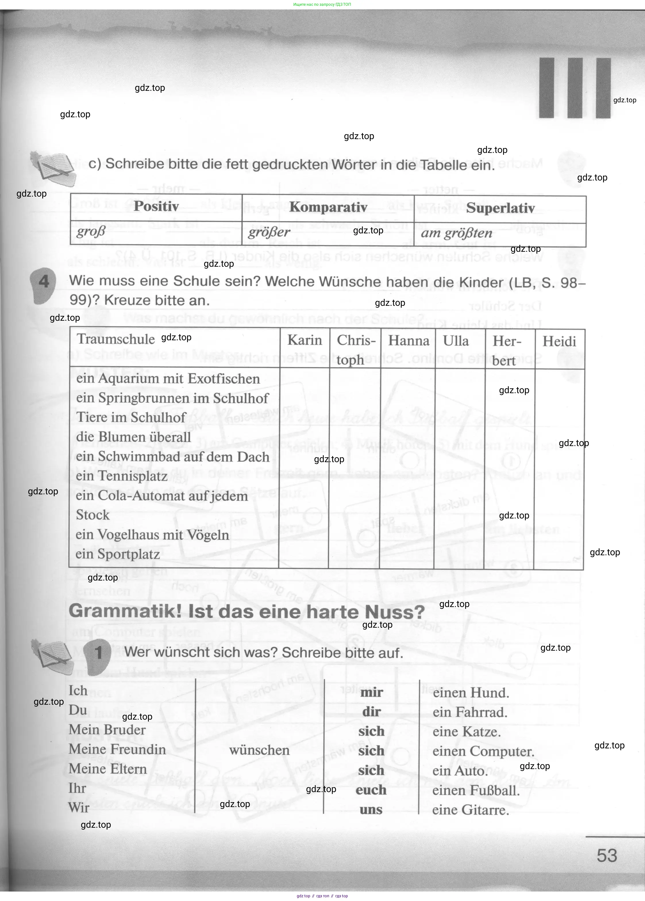 Немецкий язык (Deutsch), 6 класс рабочая тетрадь (arbeitsbuch), авторы: Бим Инесса Львовна (Bim I), Фомичева Людмила Михайловна (Fomitschjowa L), издательство Просвещение, Москва, 2023, салатового цвета, страница 53