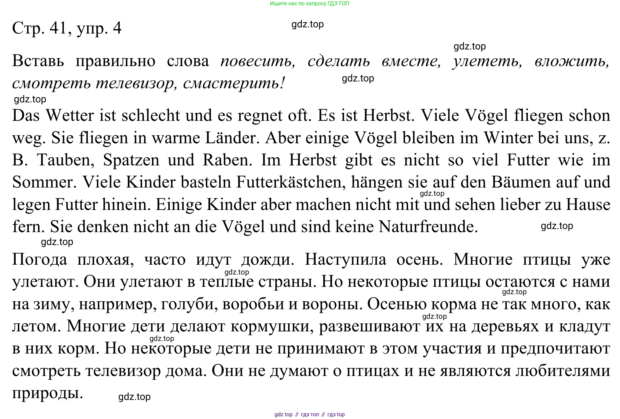 ГДЗ Немецкий язык (Deutsch), 6 класс рабочая тетрадь (arbeitsbuch), авторы: Бим Инесса Львовна (Bim I), Фомичева Людмила Михайловна (Fomitschjowa L), издательство Просвещение, Москва, 2023, салатового цвета, страница 41, номер 4, Решение