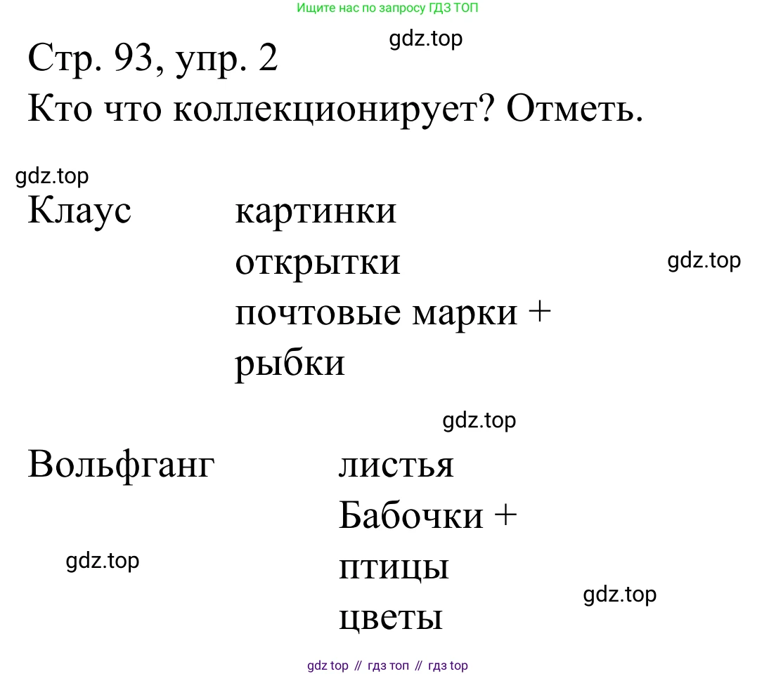 ГДЗ Немецкий язык (Deutsch), 6 класс рабочая тетрадь (arbeitsbuch), авторы: Бим Инесса Львовна (Bim I), Фомичева Людмила Михайловна (Fomitschjowa L), издательство Просвещение, Москва, 2023, салатового цвета, страница 93, номер 2, Решение