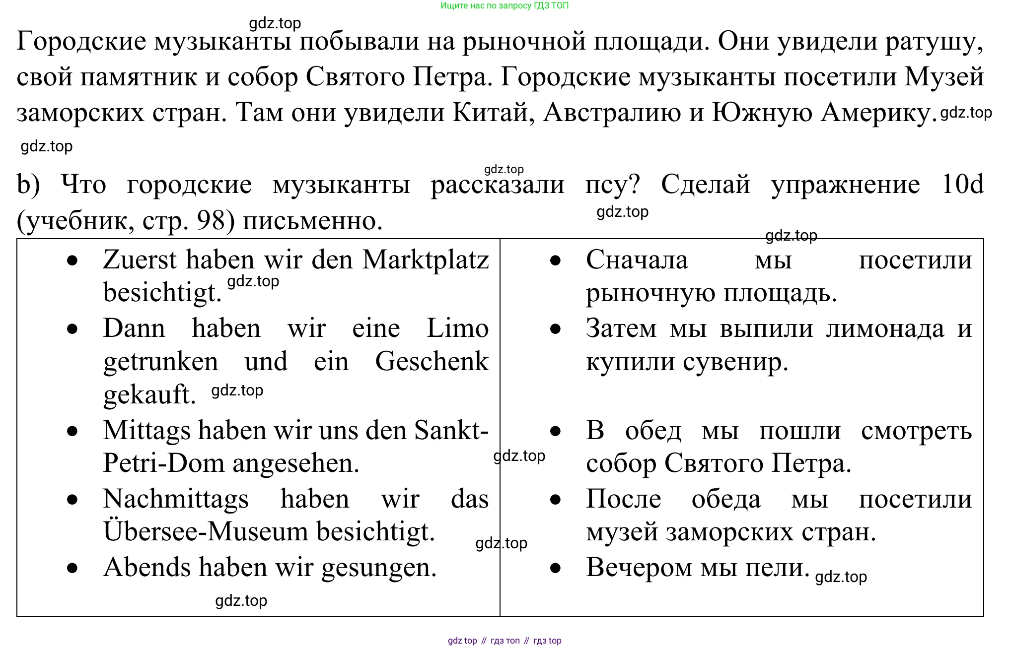 ГДЗ Немецкий язык (Deutsch), 6 класс рабочая тетрадь (arbeitsbuch), авторы: Бим Инесса Львовна (Bim I), Фомичева Людмила Михайловна (Fomitschjowa L), издательство Просвещение, Москва, 2023, салатового цвета, страница 108, номер 10, Решение (продолжение 2)