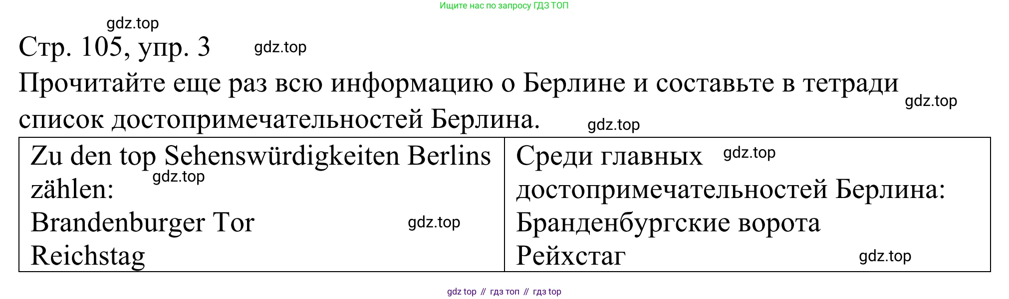 ГДЗ Немецкий язык (Deutsch), 6 класс рабочая тетрадь (arbeitsbuch), авторы: Бим Инесса Львовна (Bim I), Фомичева Людмила Михайловна (Fomitschjowa L), издательство Просвещение, Москва, 2023, салатового цвета, страница 105, номер 3, Решение