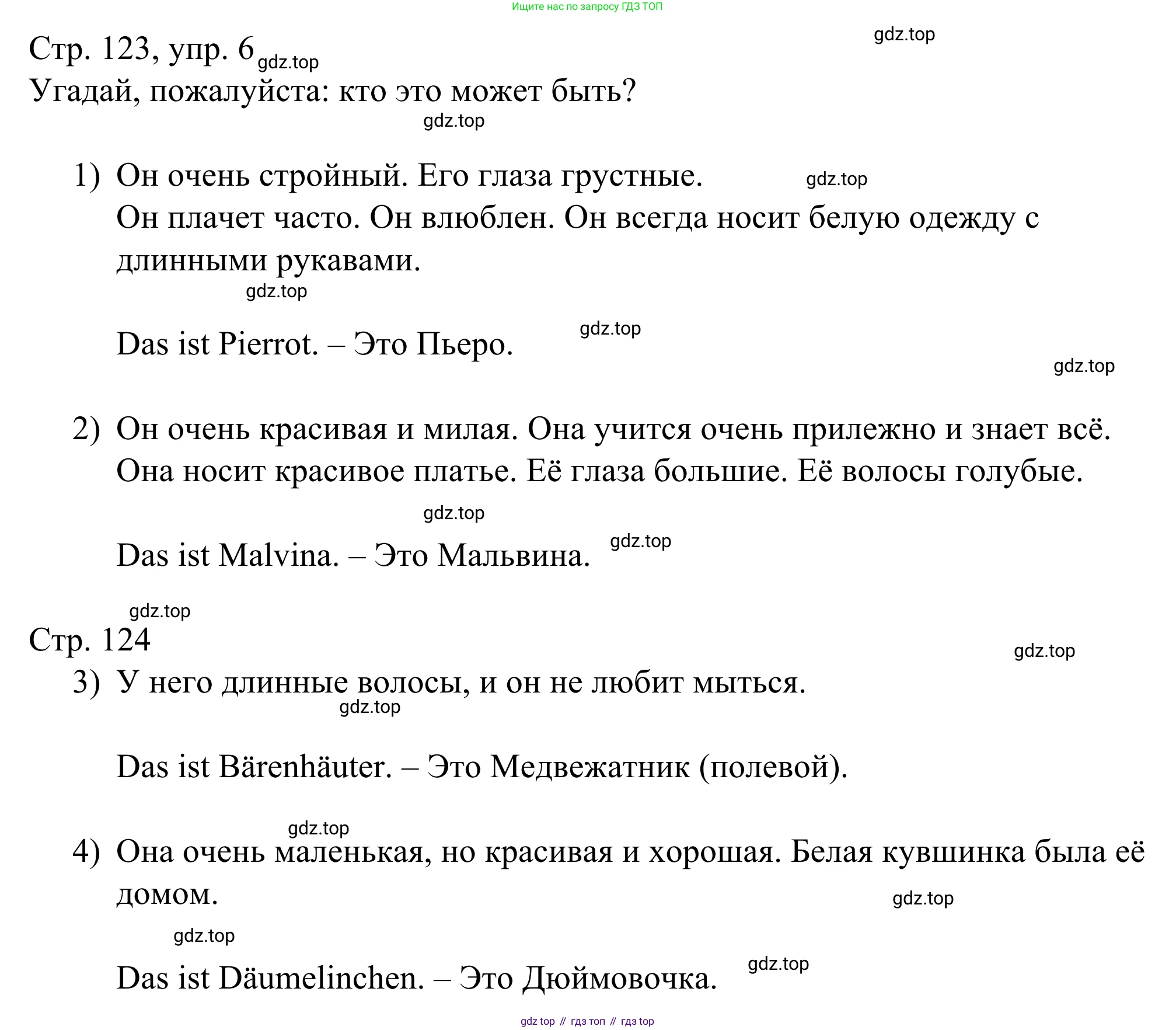 ГДЗ Немецкий язык (Deutsch), 6 класс рабочая тетрадь (arbeitsbuch), авторы: Бим Инесса Львовна (Bim I), Фомичева Людмила Михайловна (Fomitschjowa L), издательство Просвещение, Москва, 2023, салатового цвета, страница 123, номер *6, Решение