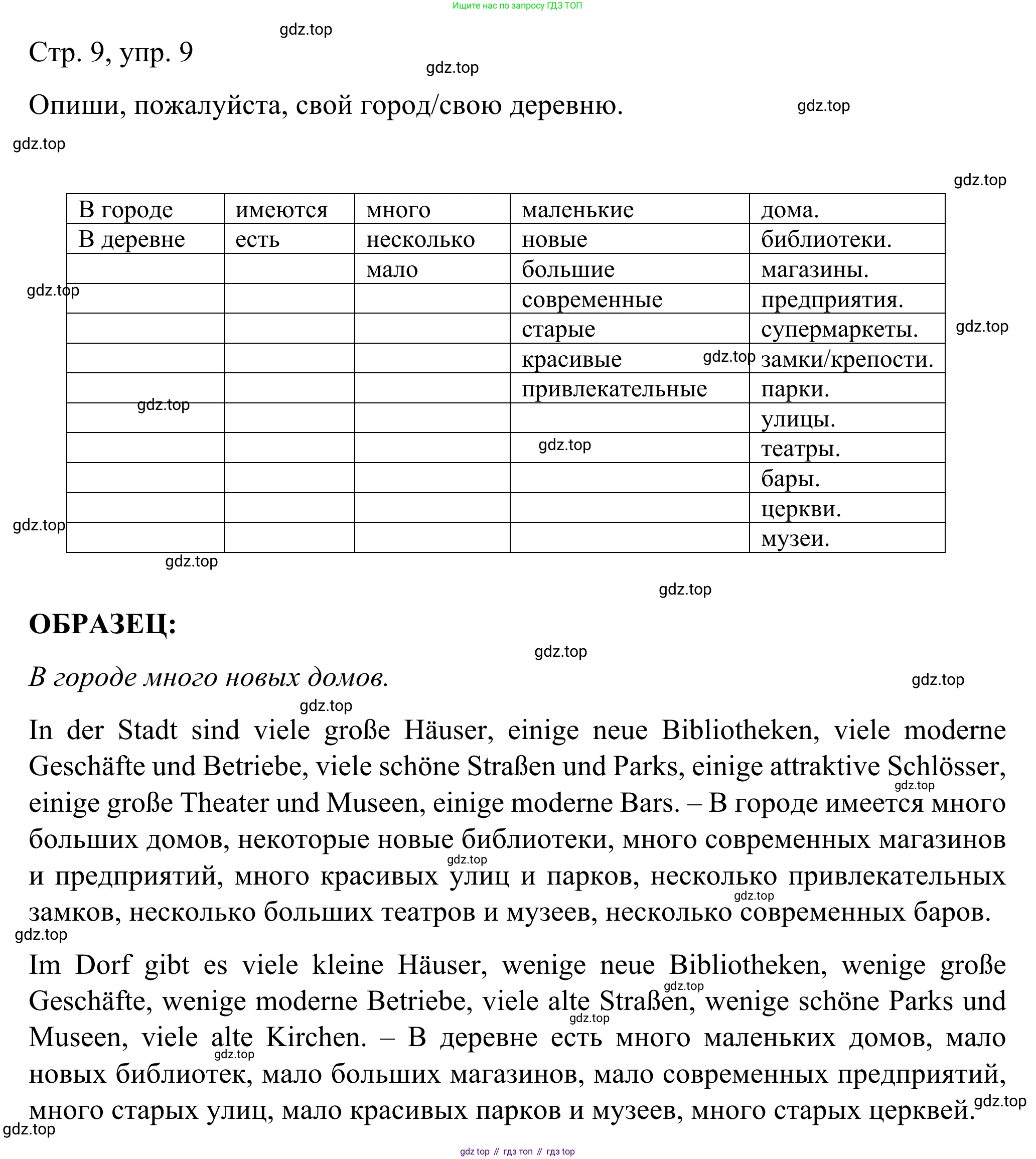 ГДЗ Немецкий язык (Deutsch), 6 класс рабочая тетрадь (arbeitsbuch), авторы: Бим Инесса Львовна (Bim I), Фомичева Людмила Михайловна (Fomitschjowa L), издательство Просвещение, Москва, 2023, салатового цвета, страница 9, номер 9, Решение