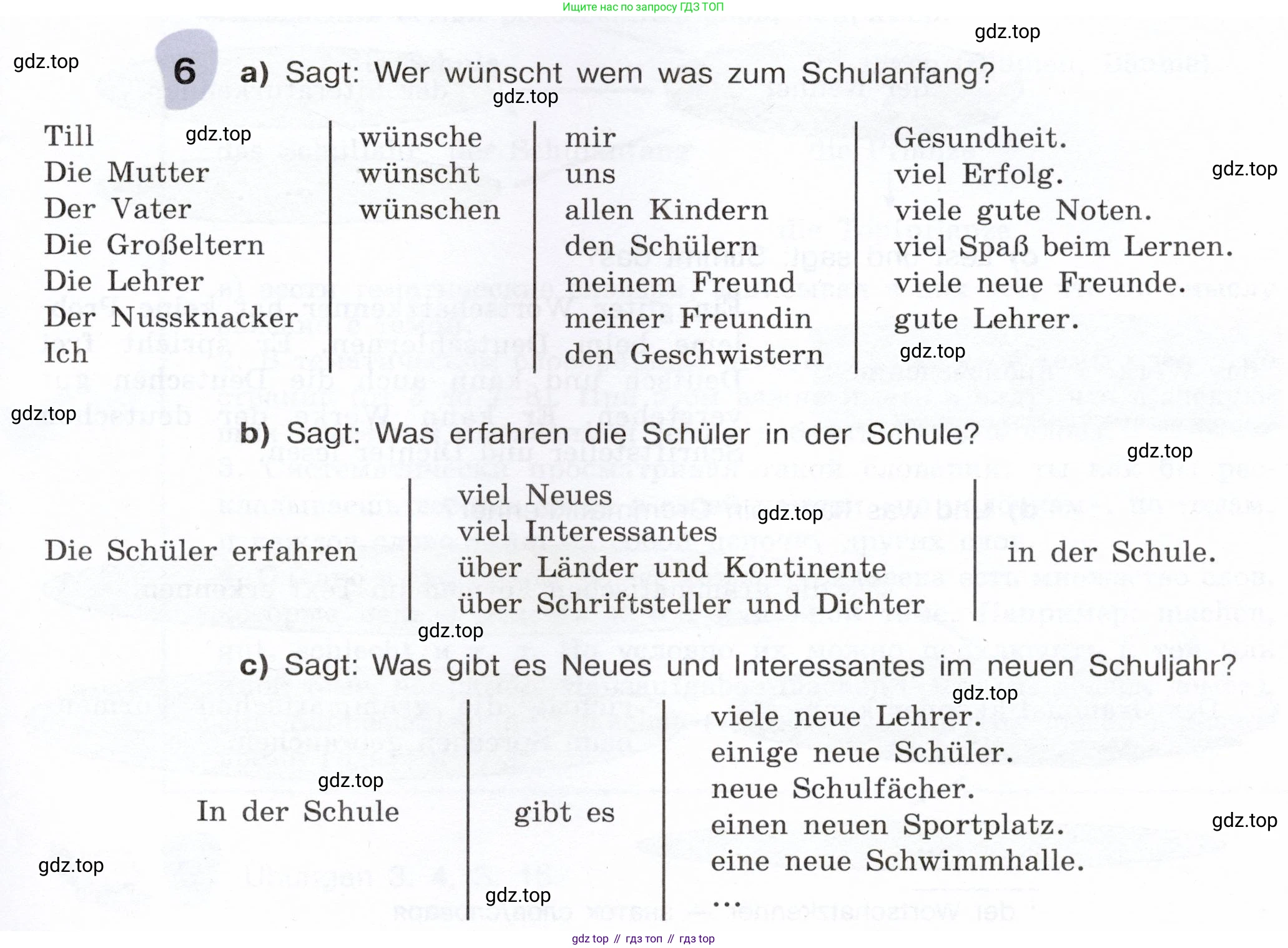 Немецкий язык (Deutsch), 6 класс учебник (lehrbuch), авторы: Бим Инесса Львовна (Bim I), Садомова Людмила Васильевна (Sadomova L), Санникова Лидия Михайловна (Sannikova L), издательство Просвещение, Москва, 2023, салатового цвета, Часть 1, страница 21, номер 6, Условие