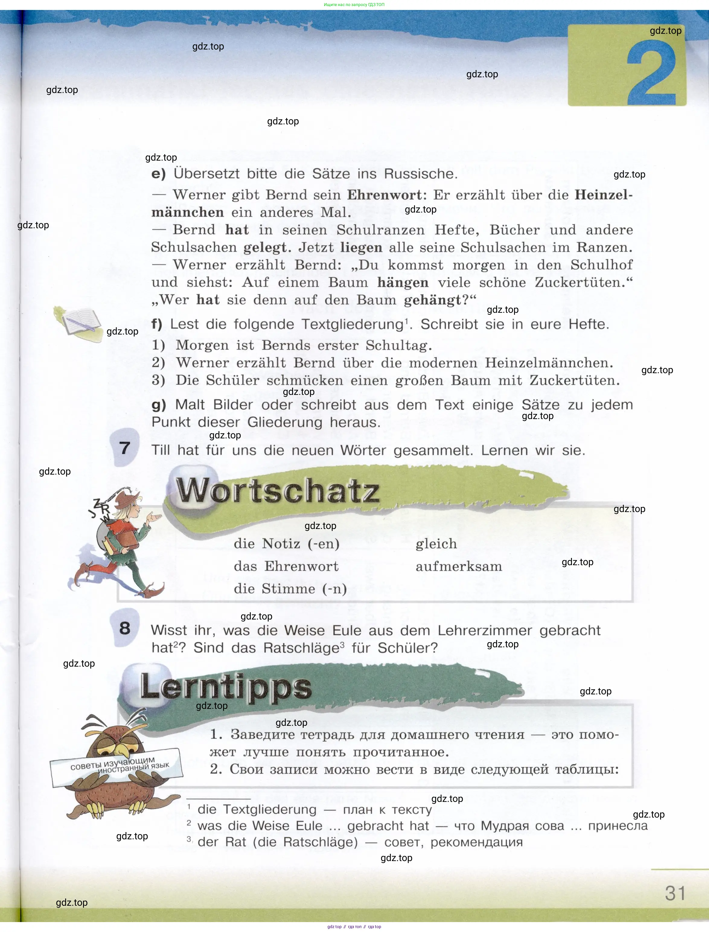 Немецкий язык (Deutsch), 6 класс учебник (lehrbuch), авторы: Бим Инесса Львовна (Bim I), Садомова Людмила Васильевна (Sadomova L), Санникова Лидия Михайловна (Sannikova L), издательство Просвещение, Москва, 2023, салатового цвета, Часть 1, страница 31