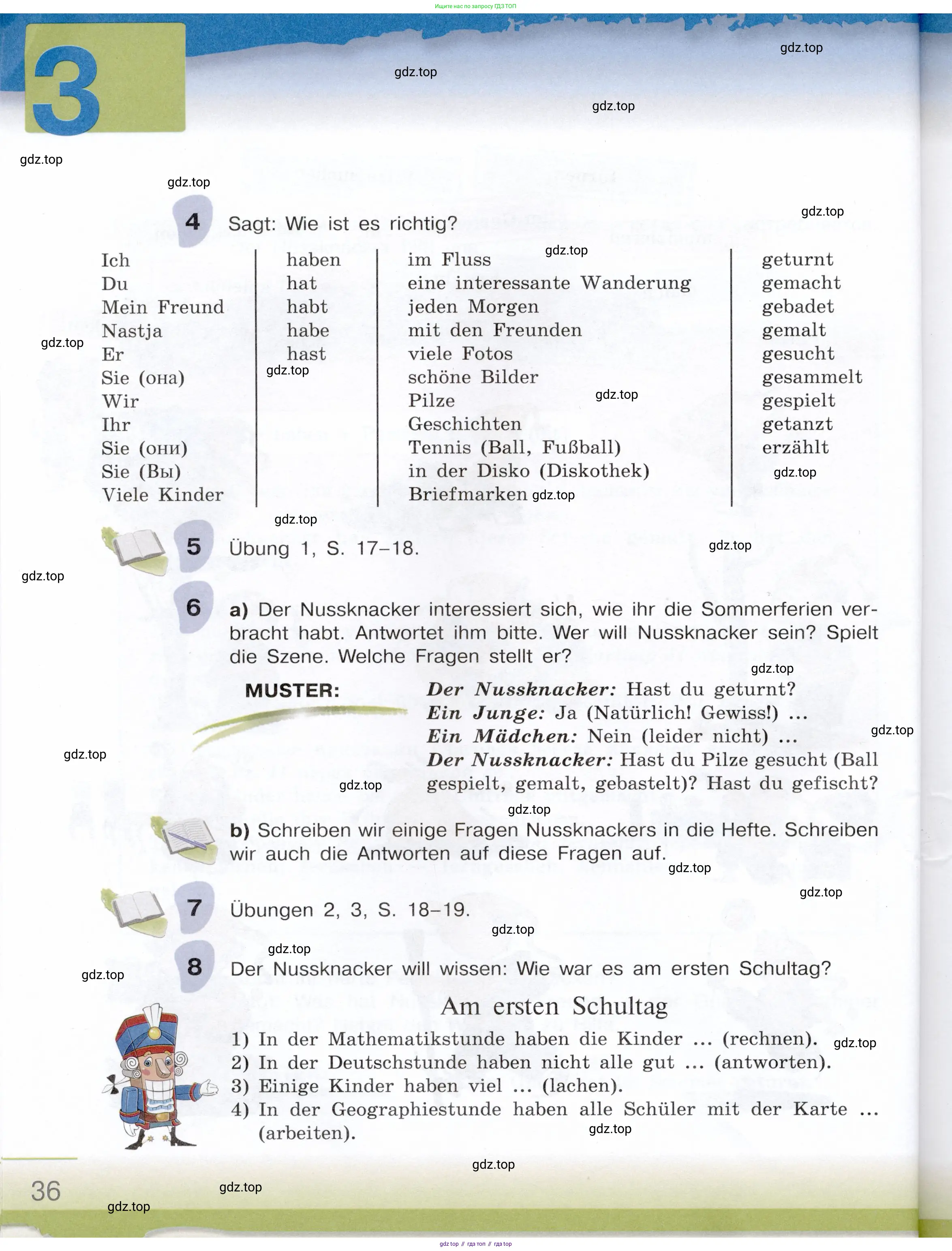 Немецкий язык (Deutsch), 6 класс учебник (lehrbuch), авторы: Бим Инесса Львовна (Bim I), Садомова Людмила Васильевна (Sadomova L), Санникова Лидия Михайловна (Sannikova L), издательство Просвещение, Москва, 2023, салатового цвета, Часть 1, страница 36