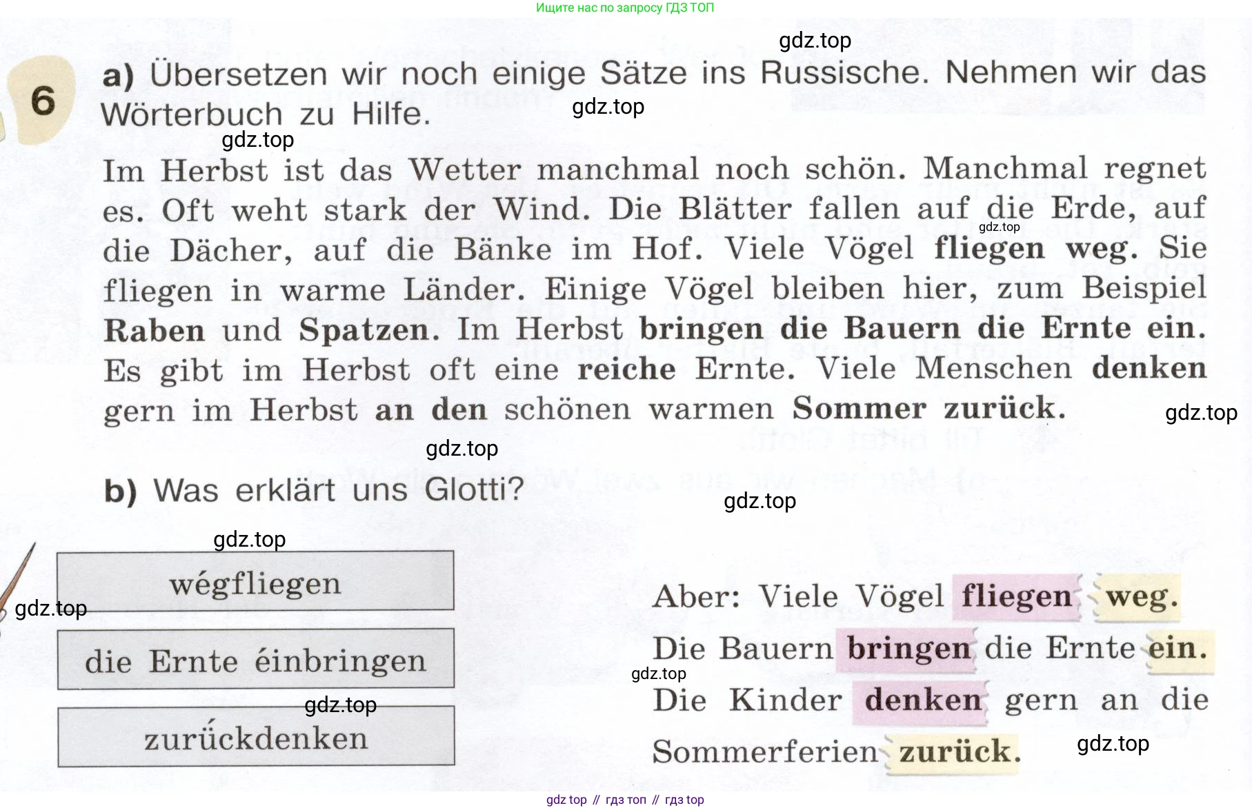Немецкий язык (Deutsch), 6 класс учебник (lehrbuch), авторы: Бим Инесса Львовна (Bim I), Садомова Людмила Васильевна (Sadomova L), Санникова Лидия Михайловна (Sannikova L), издательство Просвещение, Москва, 2023, салатового цвета, Часть 1, страница 58, номер 6, Условие