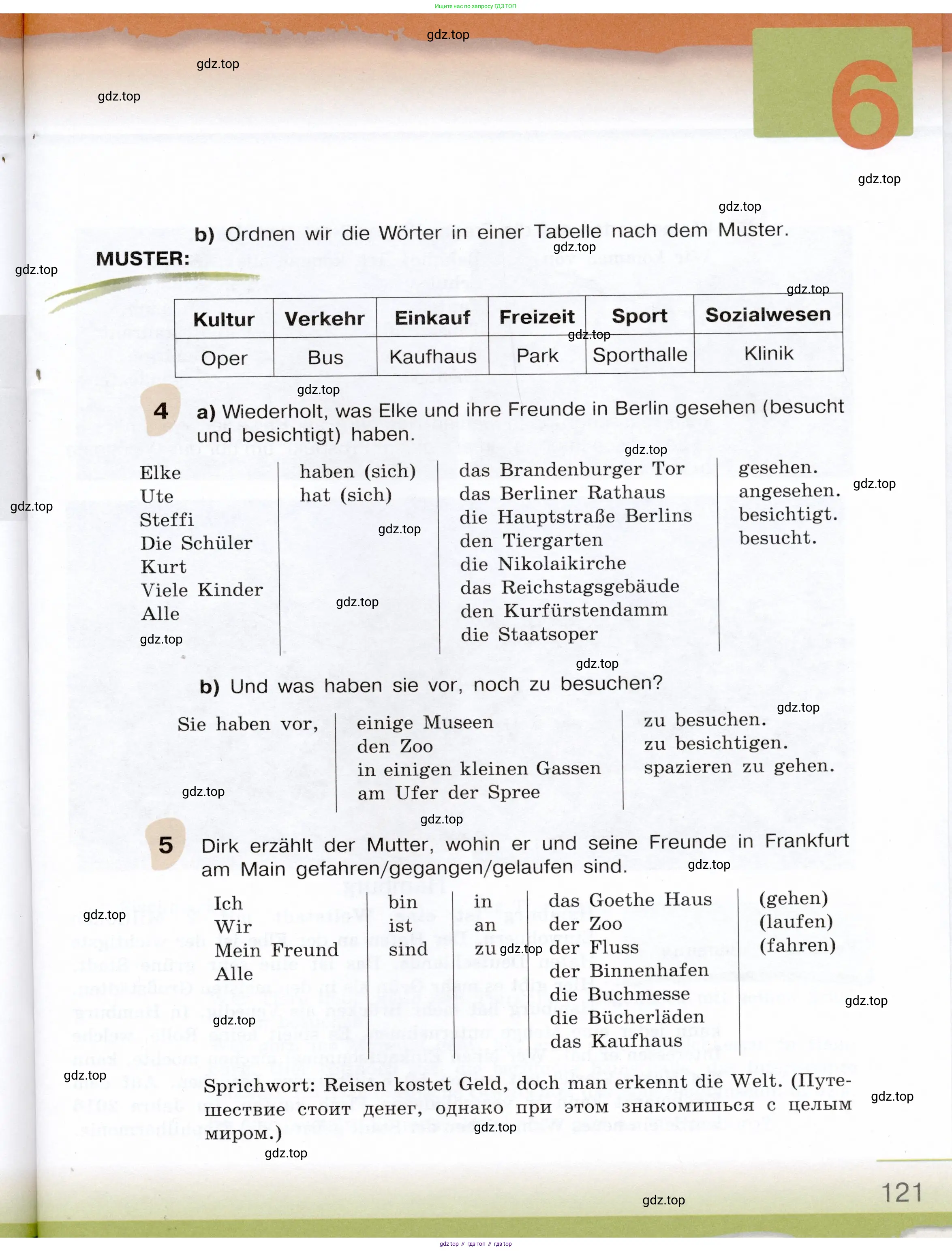 Немецкий язык (Deutsch), 6 класс учебник (lehrbuch), авторы: Бим Инесса Львовна (Bim I), Садомова Людмила Васильевна (Sadomova L), Санникова Лидия Михайловна (Sannikova L), издательство Просвещение, Москва, 2023, салатового цвета, Часть 2, страница 121