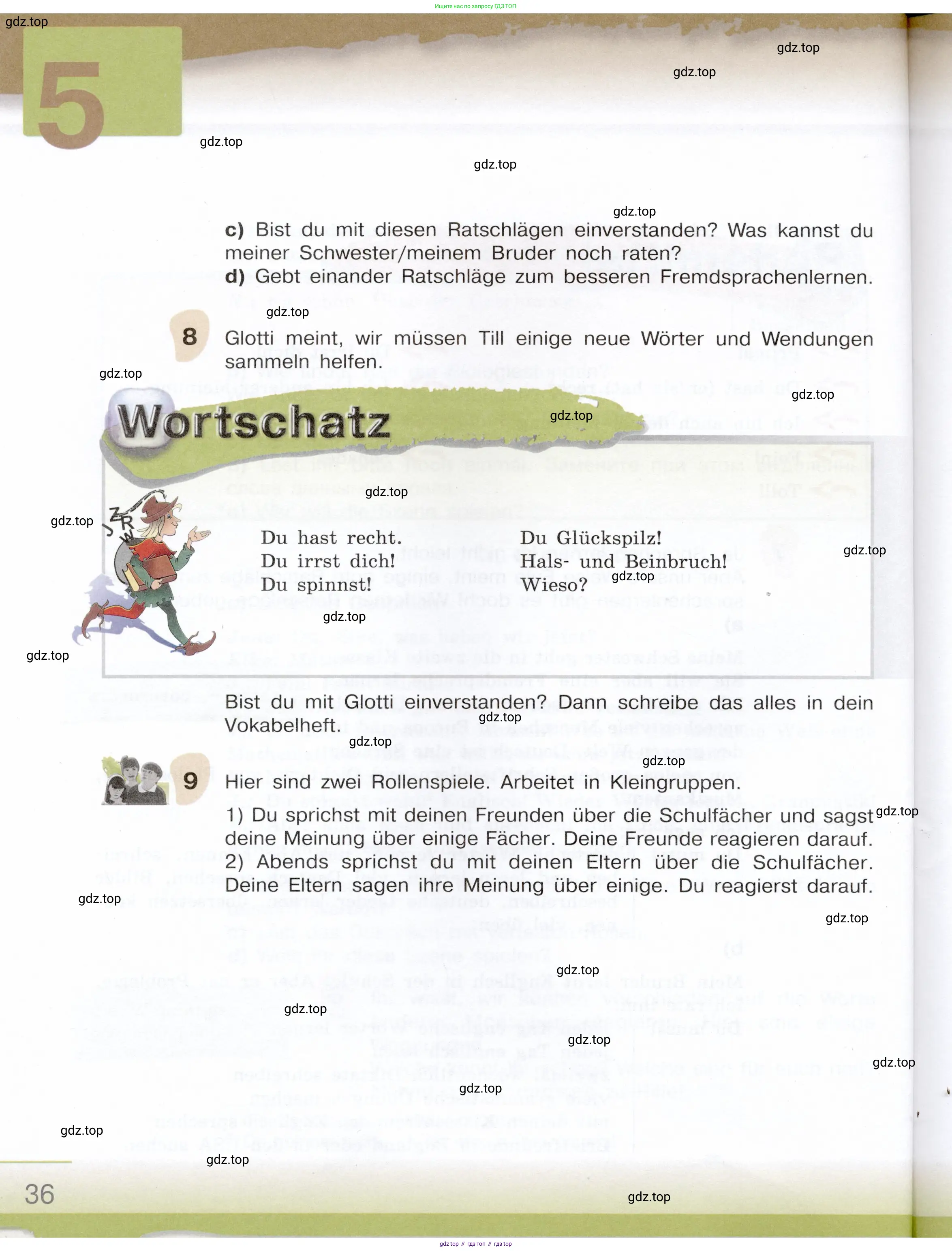 Немецкий язык (Deutsch), 6 класс учебник (lehrbuch), авторы: Бим Инесса Львовна (Bim I), Садомова Людмила Васильевна (Sadomova L), Санникова Лидия Михайловна (Sannikova L), издательство Просвещение, Москва, 2023, салатового цвета, Часть 1, страница 36