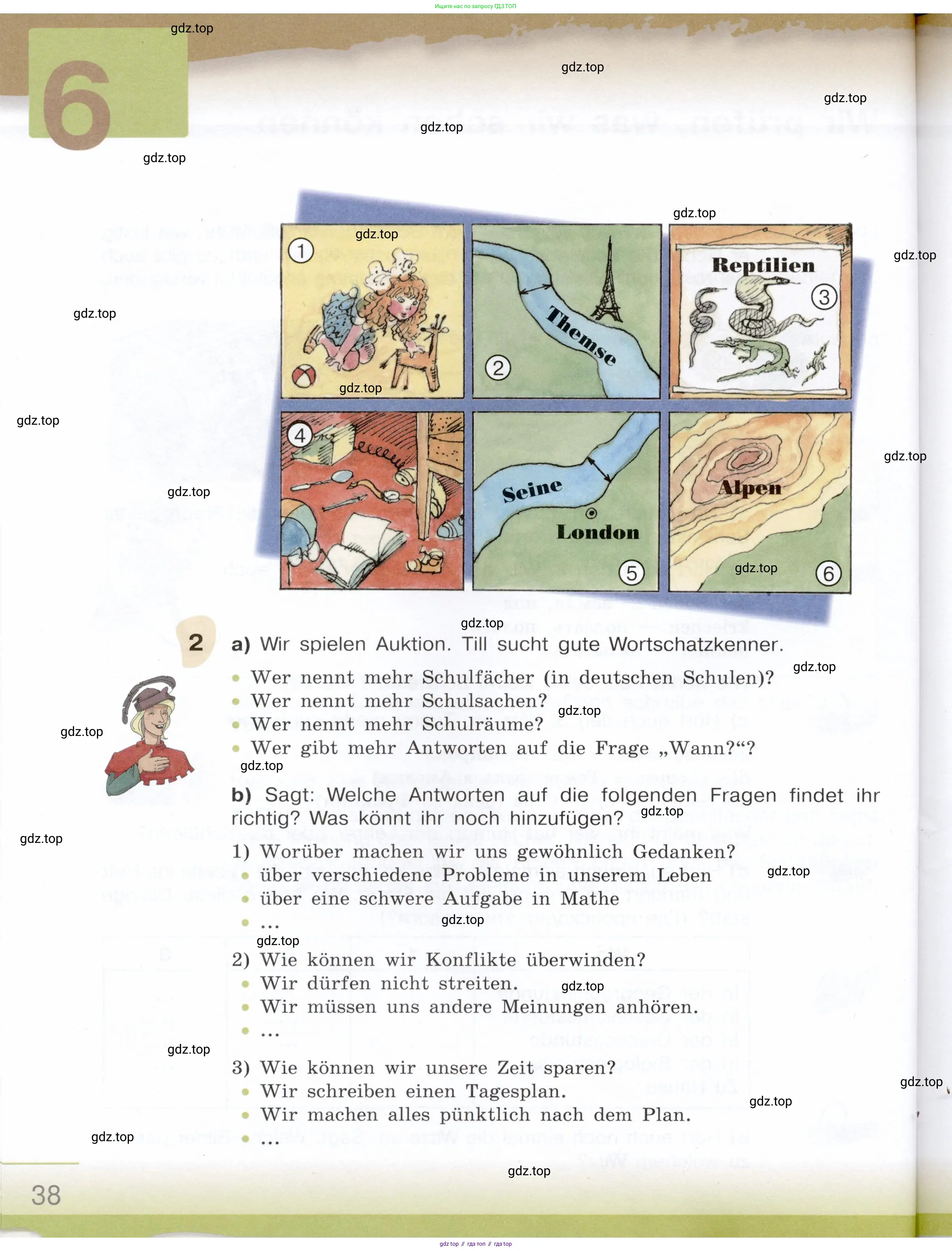 Немецкий язык (Deutsch), 6 класс учебник (lehrbuch), авторы: Бим Инесса Львовна (Bim I), Садомова Людмила Васильевна (Sadomova L), Санникова Лидия Михайловна (Sannikova L), издательство Просвещение, Москва, 2023, салатового цвета, Часть 1, страница 38