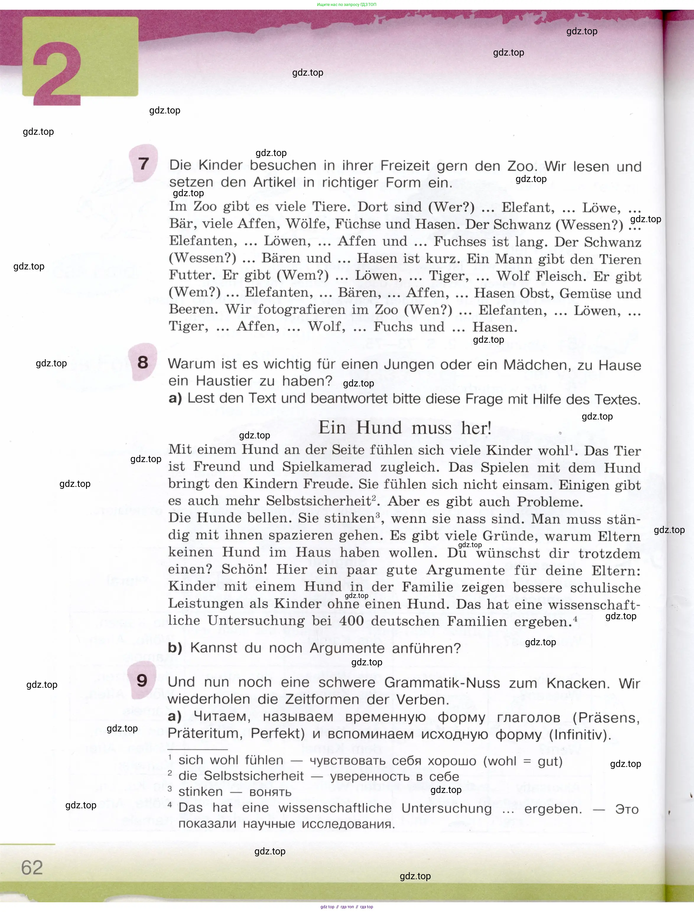 Немецкий язык (Deutsch), 6 класс учебник (lehrbuch), авторы: Бим Инесса Львовна (Bim I), Садомова Людмила Васильевна (Sadomova L), Санникова Лидия Михайловна (Sannikova L), издательство Просвещение, Москва, 2023, салатового цвета, Часть 1, страница 62