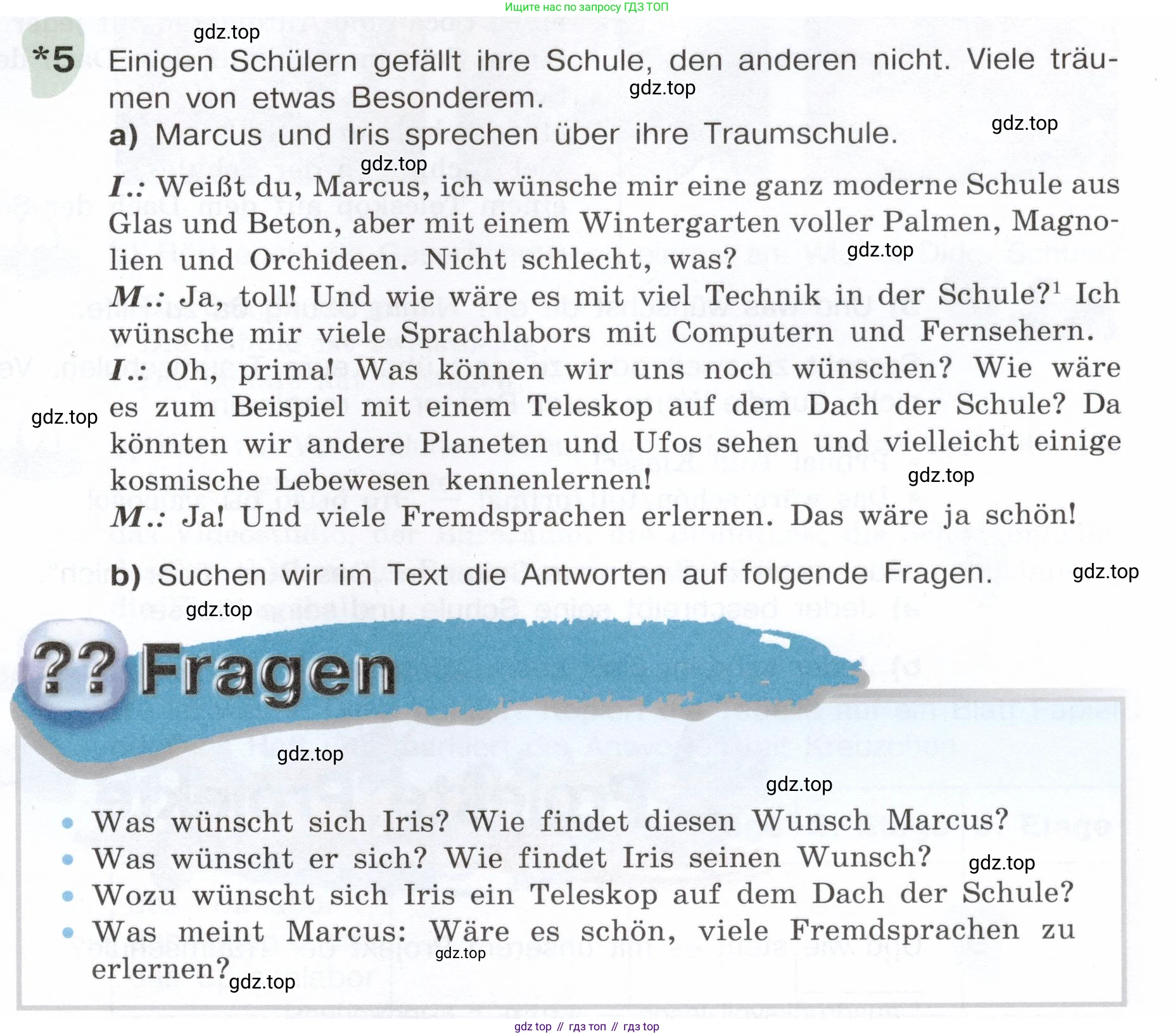Немецкий язык (Deutsch), 6 класс учебник (lehrbuch), авторы: Бим Инесса Львовна (Bim I), Садомова Людмила Васильевна (Sadomova L), Санникова Лидия Михайловна (Sannikova L), издательство Просвещение, Москва, 2023, салатового цвета, Часть 1, страница 107, номер 5, Условие