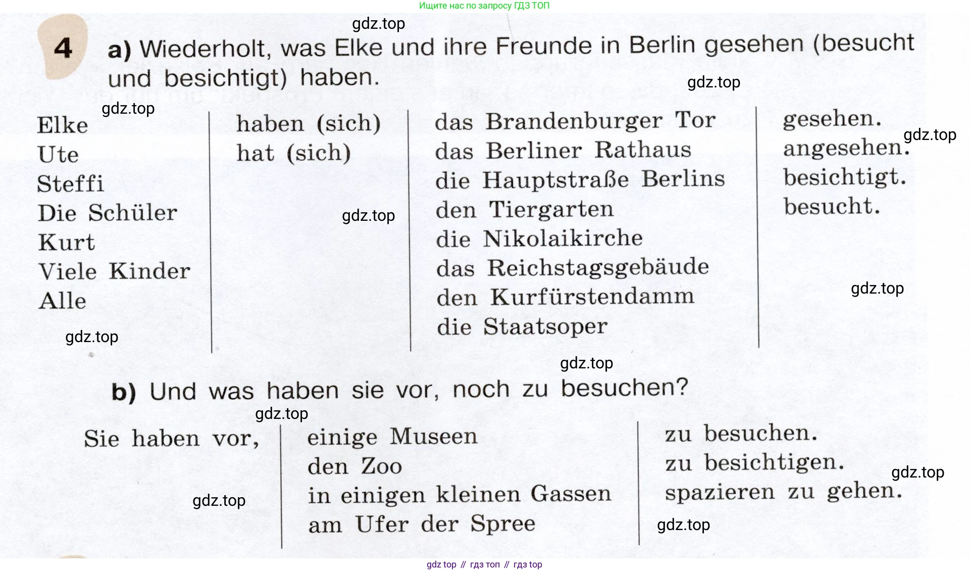 Немецкий язык (Deutsch), 6 класс учебник (lehrbuch), авторы: Бим Инесса Львовна (Bim I), Садомова Людмила Васильевна (Sadomova L), Санникова Лидия Михайловна (Sannikova L), издательство Просвещение, Москва, 2023, салатового цвета, Часть 2, страница 121, номер 4, Условие