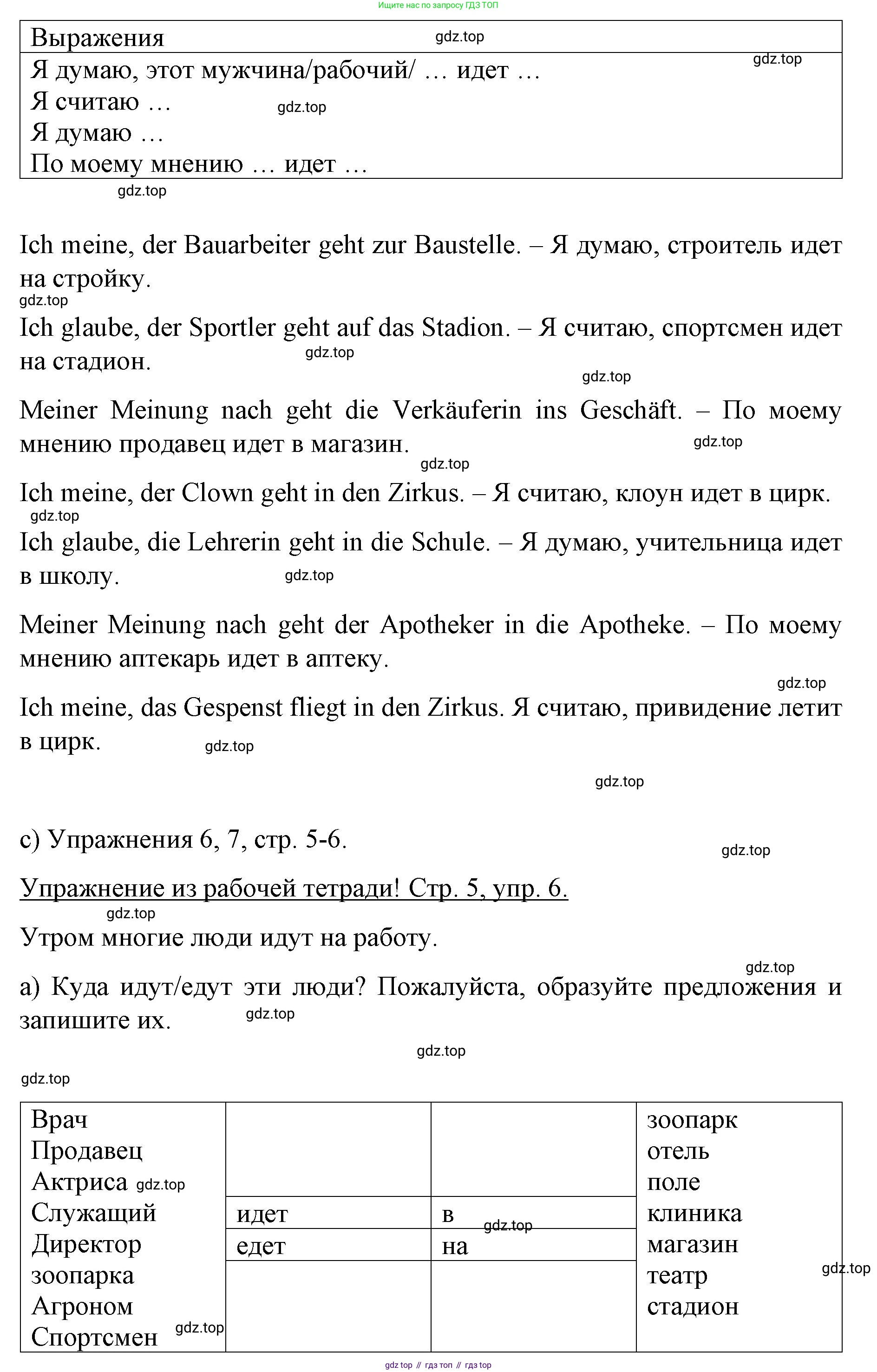 Немецкий язык (Deutsch), 6 класс учебник (lehrbuch), авторы: Бим Инесса Львовна (Bim I), Садомова Людмила Васильевна (Sadomova L), Санникова Лидия Михайловна (Sannikova L), издательство Просвещение, Москва, 2023, салатового цвета, Часть 1, страница 10, номер 6, Решение (продолжение 2)