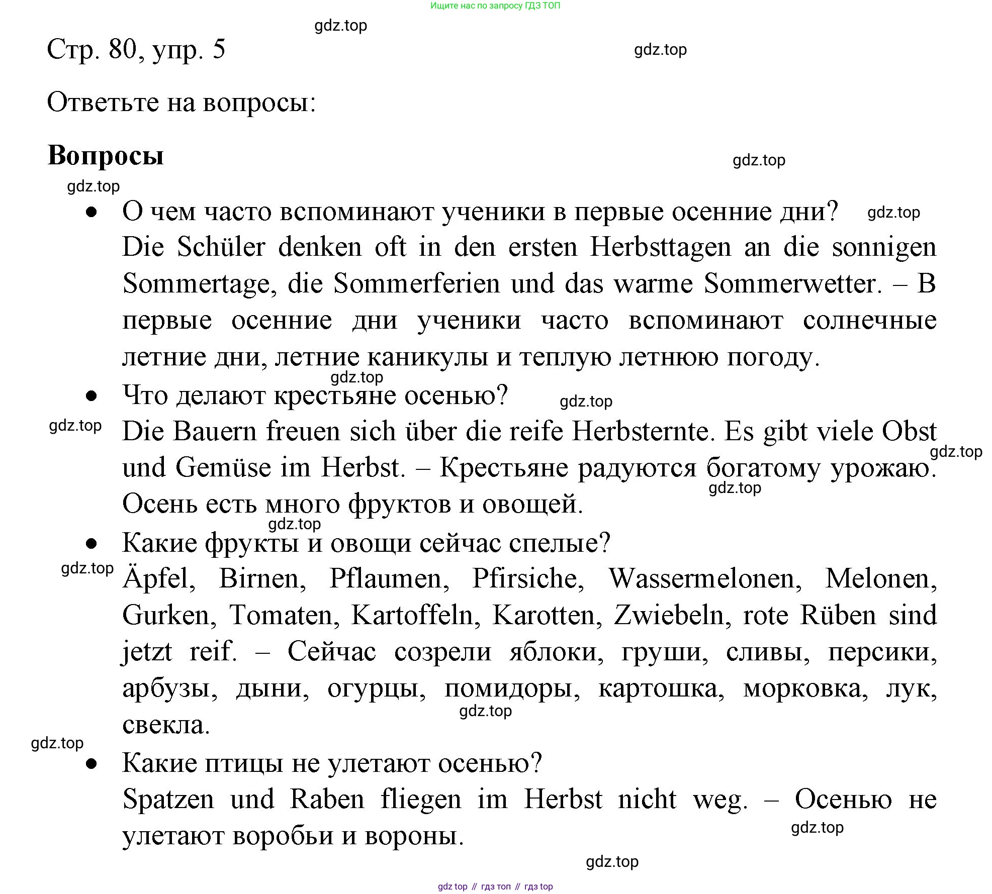 Немецкий язык (Deutsch), 6 класс учебник (lehrbuch), авторы: Бим Инесса Львовна (Bim I), Садомова Людмила Васильевна (Sadomova L), Санникова Лидия Михайловна (Sannikova L), издательство Просвещение, Москва, 2023, салатового цвета, Часть 1, страница 80, номер 5, Решение