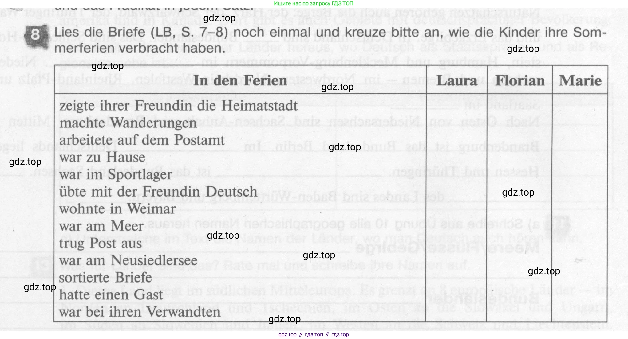 Немецкий язык (Deutsch), 7 класс рабочая тетрадь (arbeitsbuch), авторы: Бим Инесса Львовна (Bim I), Садомова Людмила Васильевна (Sadomova L), Фомичева Людмила Михайловна (Fomitschjowa L), Крылова Жанета Яковлевна (Krylowa Schaneta), издательство Просвещение, Москва, 2023, оранжевого цвета, страница 7, номер 8, Условие