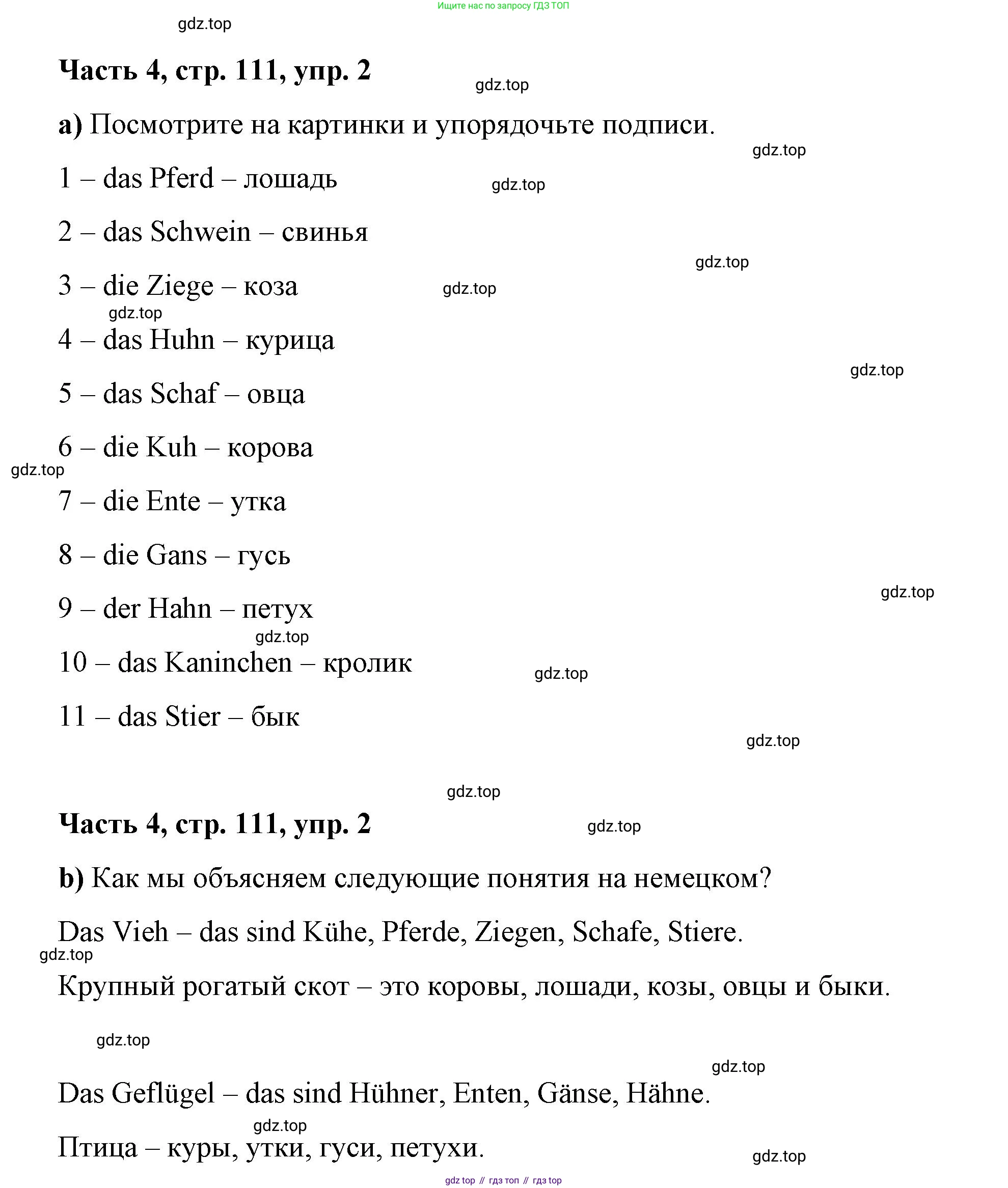 ГДЗ Немецкий язык (Deutsch), 7 класс учебник (lehrbuch), авторы: Бим Инесса Львовна (Bim I), Садомова Людмила Васильевна (Sadomova L), издательство Просвещение, Москва, 2023, оранжевого цвета, страница 111, номер 2, Решение