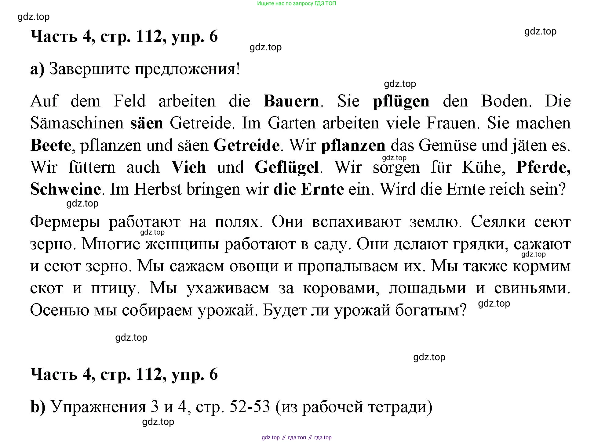 ГДЗ Немецкий язык (Deutsch), 7 класс учебник (lehrbuch), авторы: Бим Инесса Львовна (Bim I), Садомова Людмила Васильевна (Sadomova L), издательство Просвещение, Москва, 2023, оранжевого цвета, страница 112, номер 6, Решение