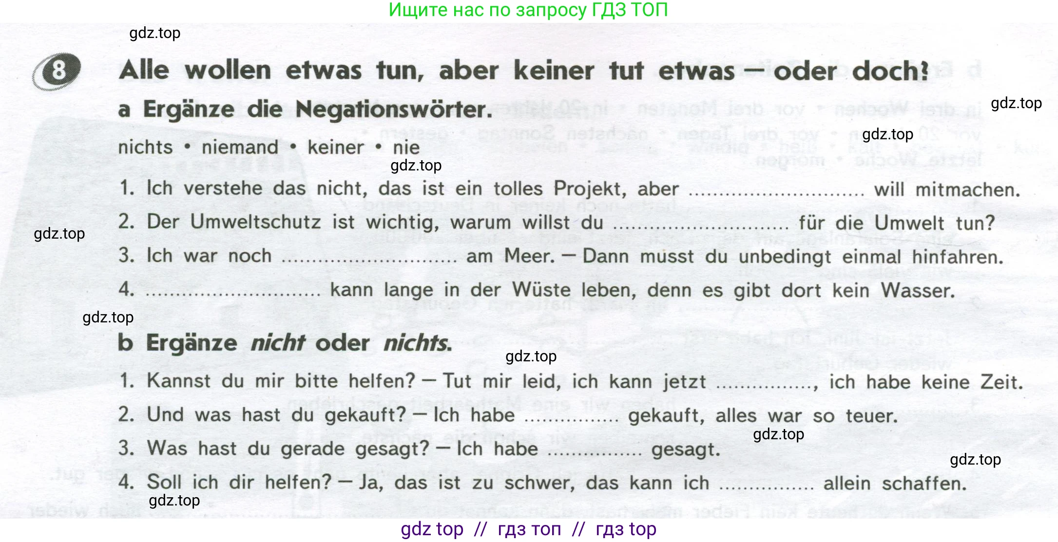 Немецкий язык (Deutsch), 8 класс рабочая тетрадь (arbeitsbuch), авторы: Аверин Михаил Михайлович (Awerin М), Джин Фридерике (Jin Friederike), Рорман Лутц (Rohrmann Lutz), Ризу Грамматики (Rizou Grammatiki), издательство Просвещение, Москва, 2024, страница 48, номер 8, Условие