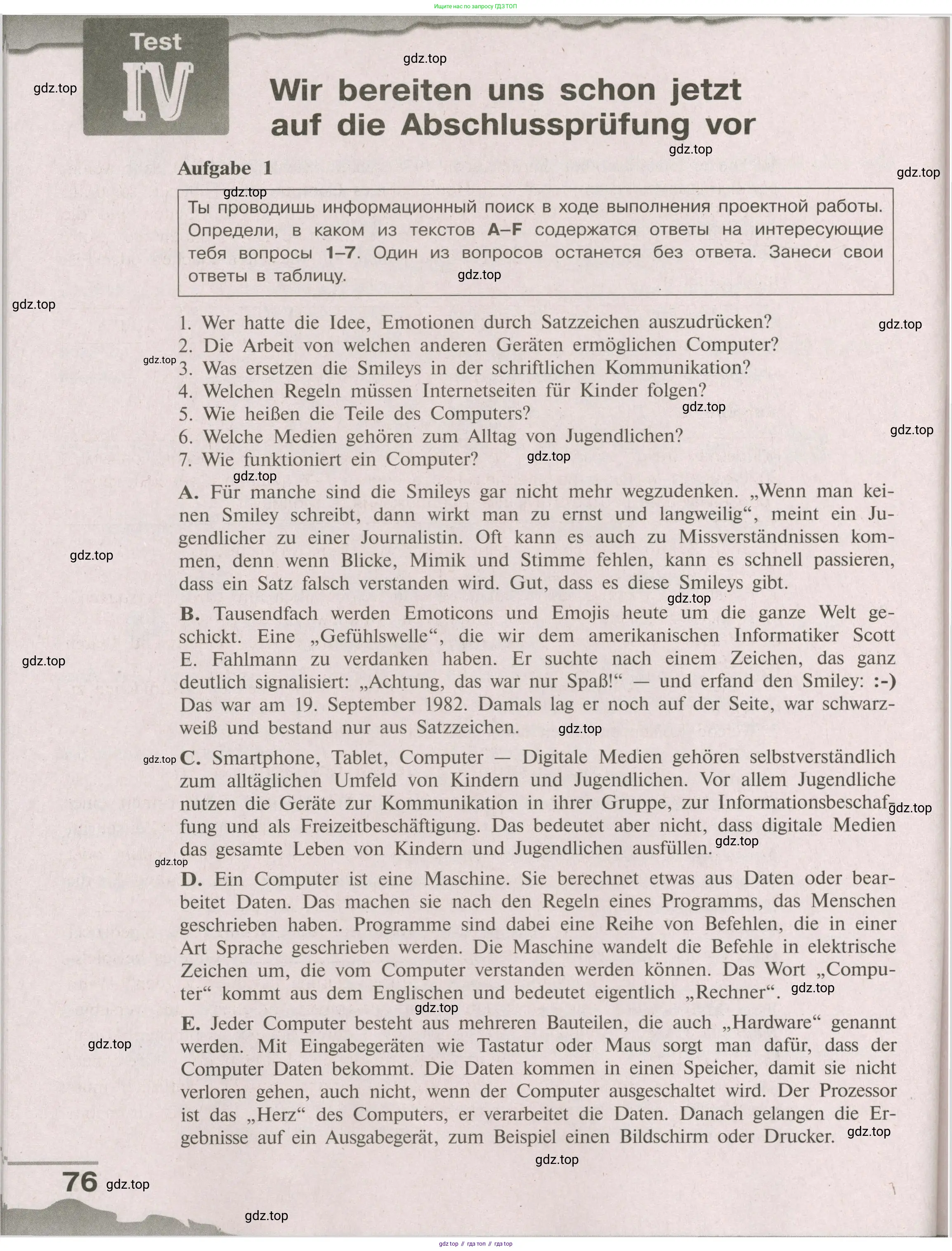 Немецкий язык (Deutsch), 9 класс рабочая тетрадь (arbeitsbuch), авторы: Бим Инесса Львовна (Bim I), Лытаева Мария Александровна (Lytajewa M), издательство Просвещение, Москва, 2021 - 2023, бирюзового цвета, страница 76