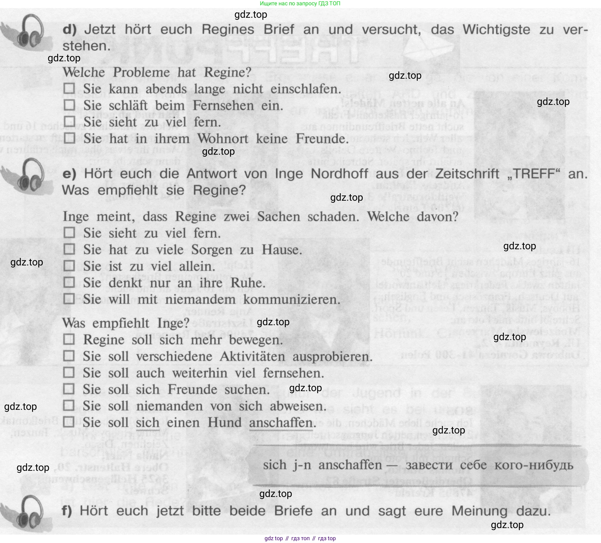 Немецкий язык (Deutsch), 9 класс учебник (lehrbuch), авторы: Бим Инесса Львовна (Bim I), Садомова Людмила Васильевна (Sadomova L), издательство Просвещение, Москва, 2023, бирюзового цвета, страница 190, номер 7, Условие 2015-2022 (продолжение 2)