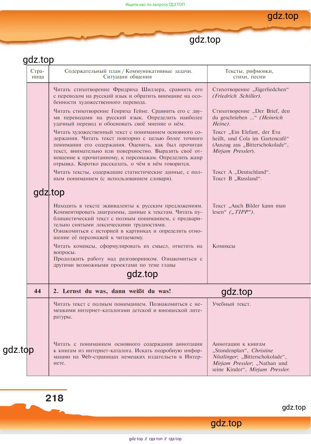 Немецкий язык (Deutsch), 9 класс учебник (lehrbuch), авторы: Бим Инесса Львовна (Bim I), Садомова Людмила Васильевна (Sadomova L), издательство Просвещение, Москва, 2023, бирюзового цвета, страница 218