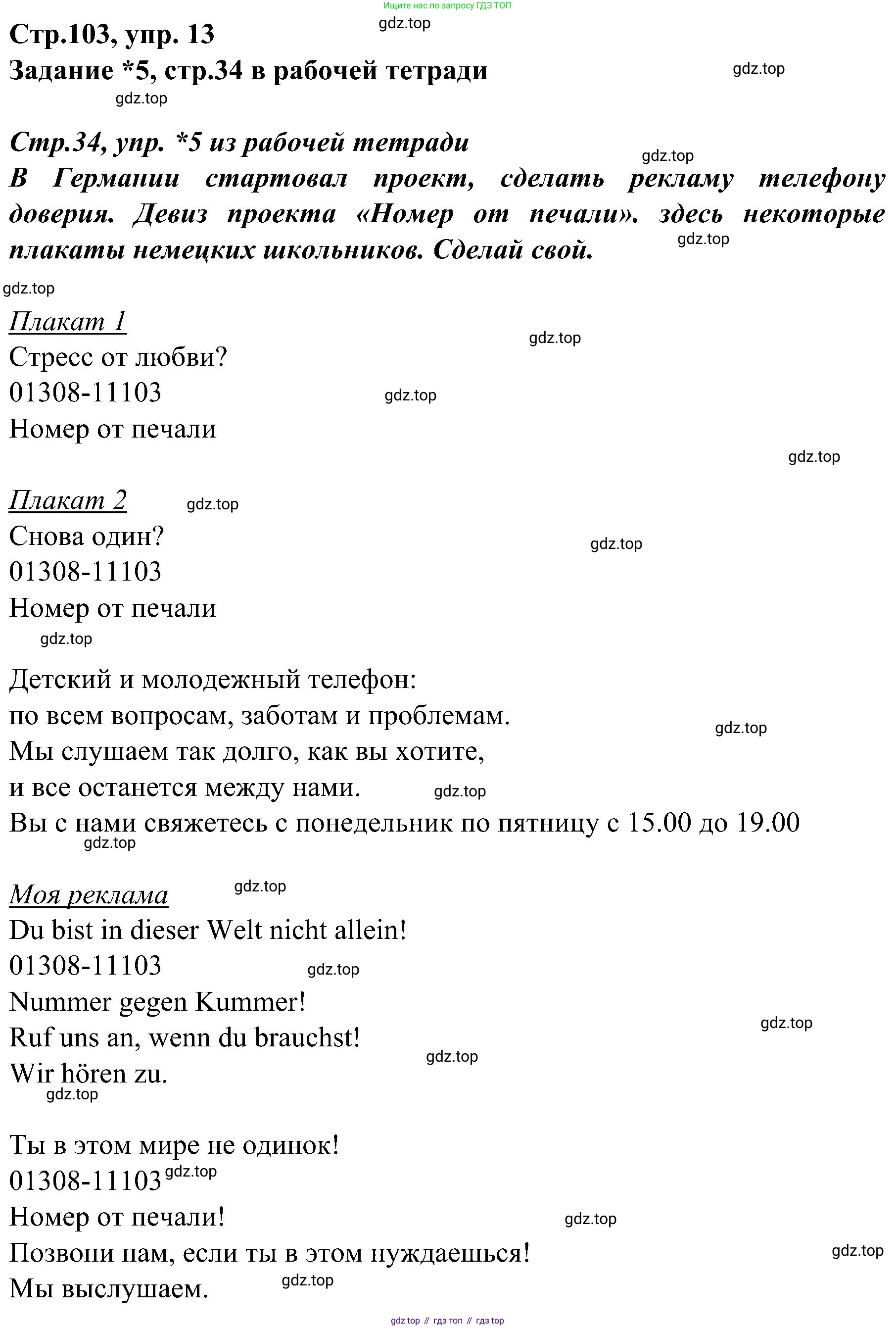 Немецкий язык (Deutsch), 9 класс учебник (lehrbuch), авторы: Бим Инесса Львовна (Bim I), Садомова Людмила Васильевна (Sadomova L), издательство Просвещение, Москва, 2023, бирюзового цвета, страница 103, номер 13, Решение 2023