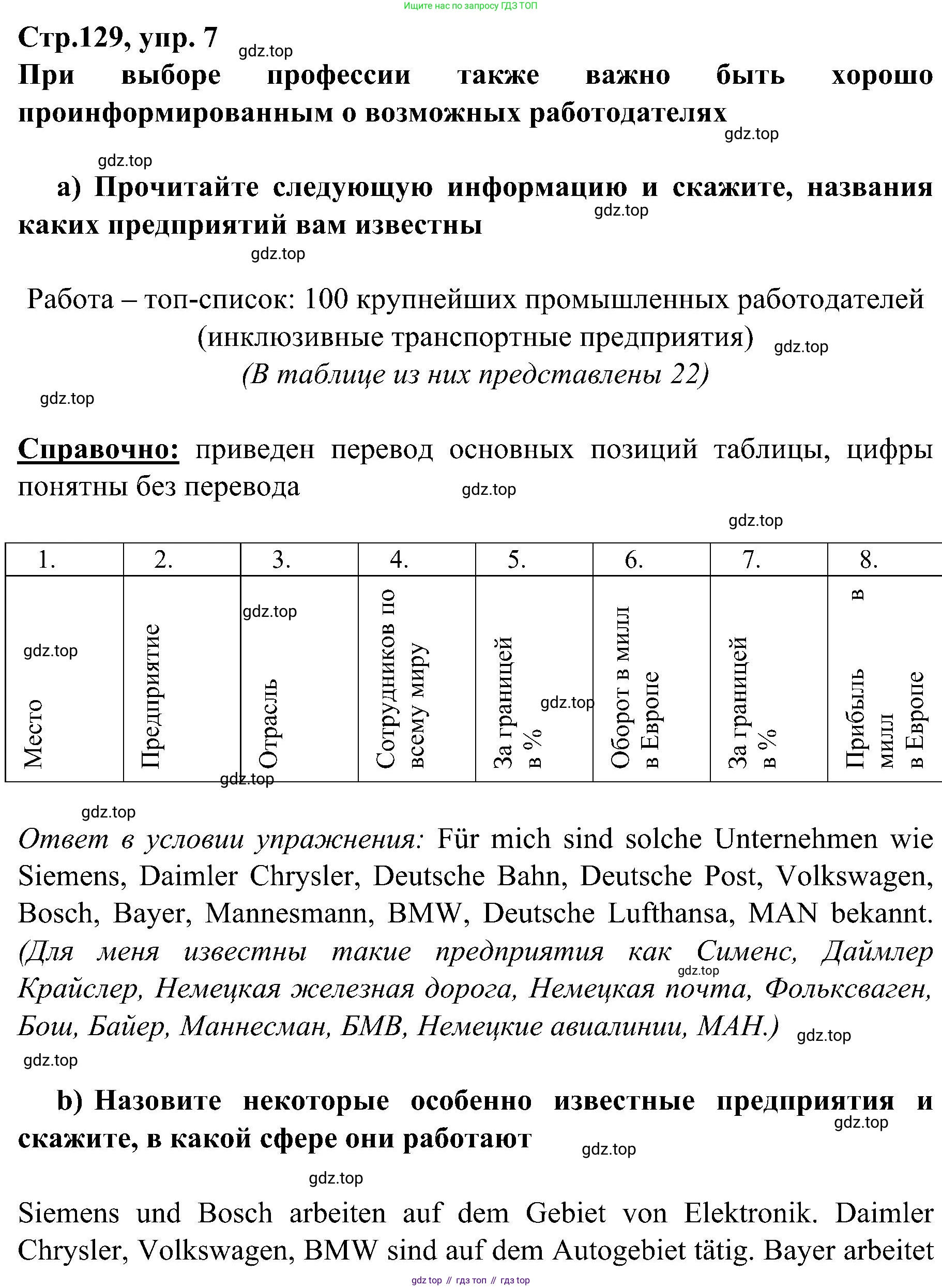 Немецкий язык (Deutsch), 9 класс учебник (lehrbuch), авторы: Бим Инесса Львовна (Bim I), Садомова Людмила Васильевна (Sadomova L), издательство Просвещение, Москва, 2023, бирюзового цвета, страница 129, номер 7, Решение 2023