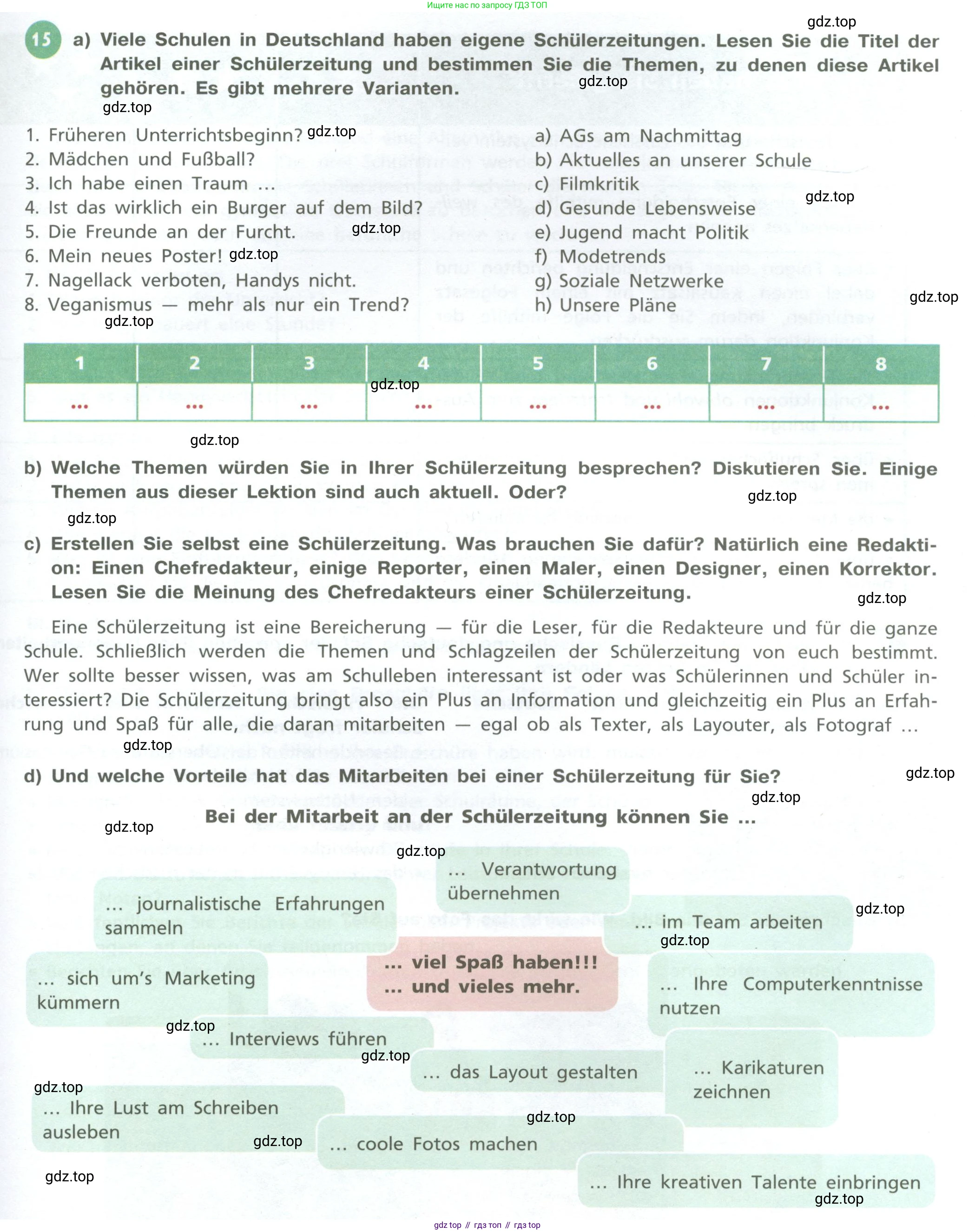 ГДЗ Немецкий язык (Deutsch), 10 класс учебник (lehrbuch), авторы: Бим Инесса Львовна (Bim I), Лытаева Мария Александровна (Lytajewa M), издательство Просвещение, Москва, 2023, страница 19, номер 15, Условие