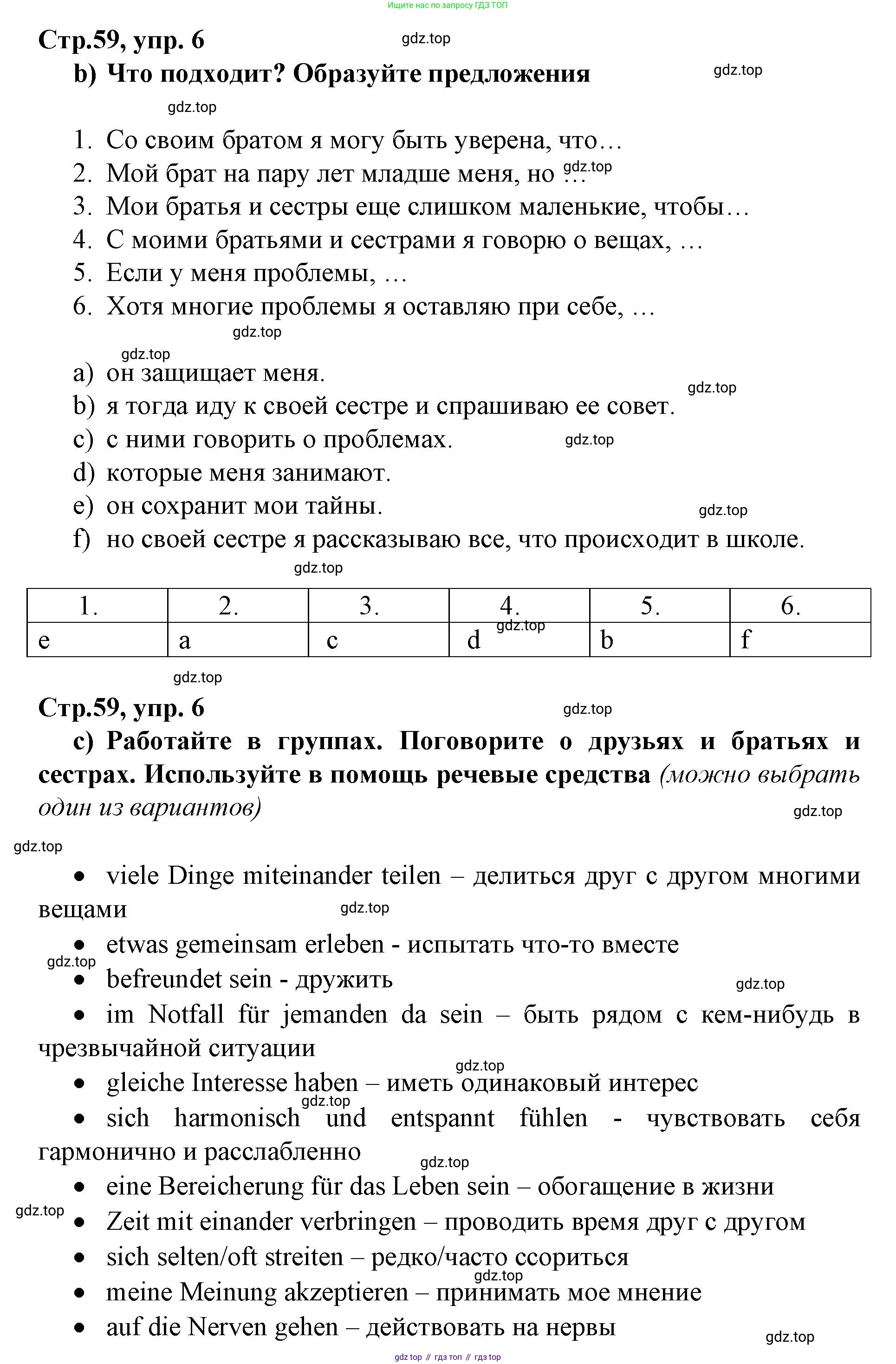 ГДЗ Немецкий язык (Deutsch), 10 класс учебник (lehrbuch), авторы: Бим Инесса Львовна (Bim I), Лытаева Мария Александровна (Lytajewa M), издательство Просвещение, Москва, 2023, страница 59, номер 6, Решение (продолжение 2)