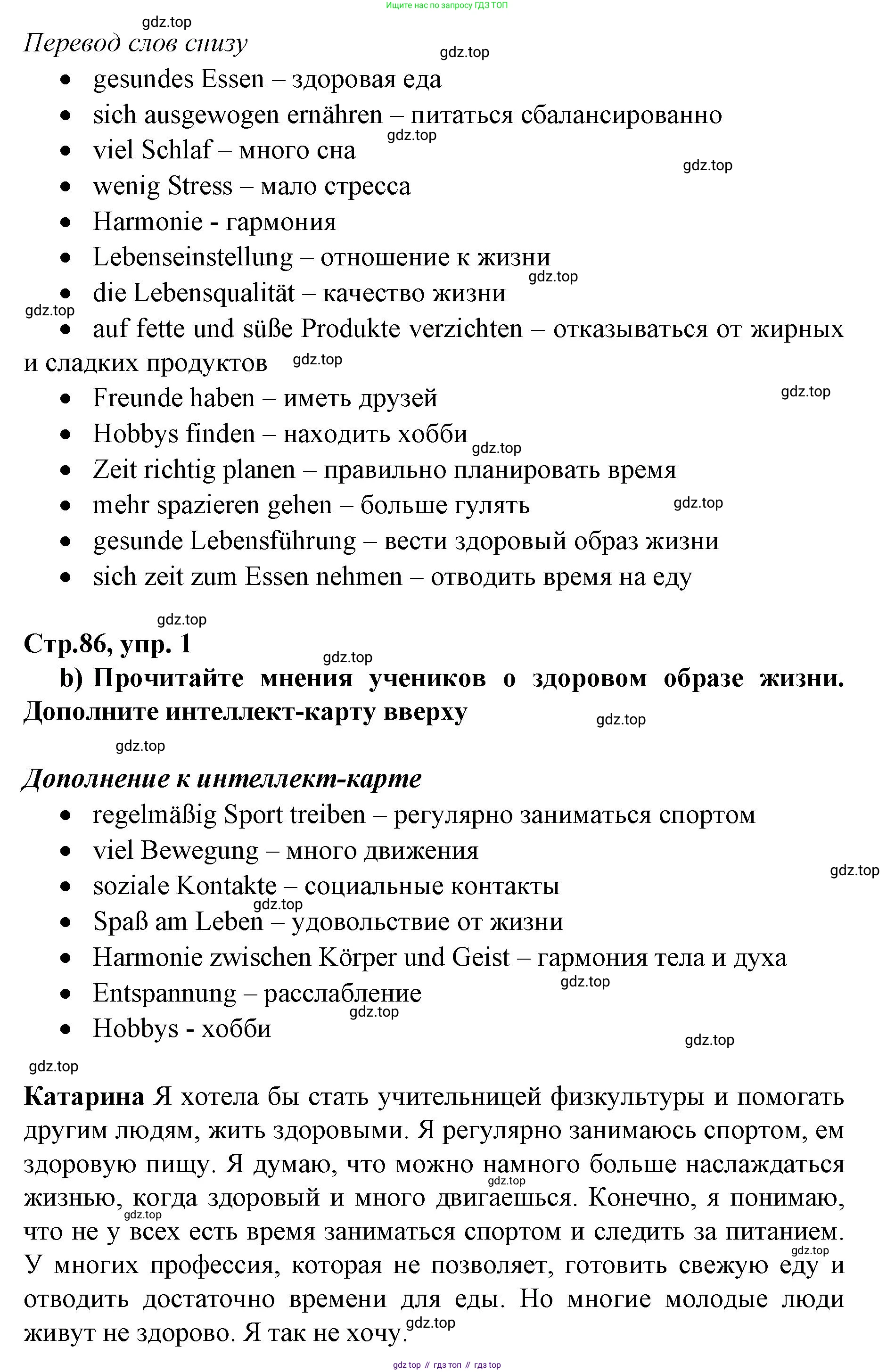 ГДЗ Немецкий язык (Deutsch), 10 класс учебник (lehrbuch), авторы: Бим Инесса Львовна (Bim I), Лытаева Мария Александровна (Lytajewa M), издательство Просвещение, Москва, 2023, страница 86, номер 1, Решение (продолжение 2)