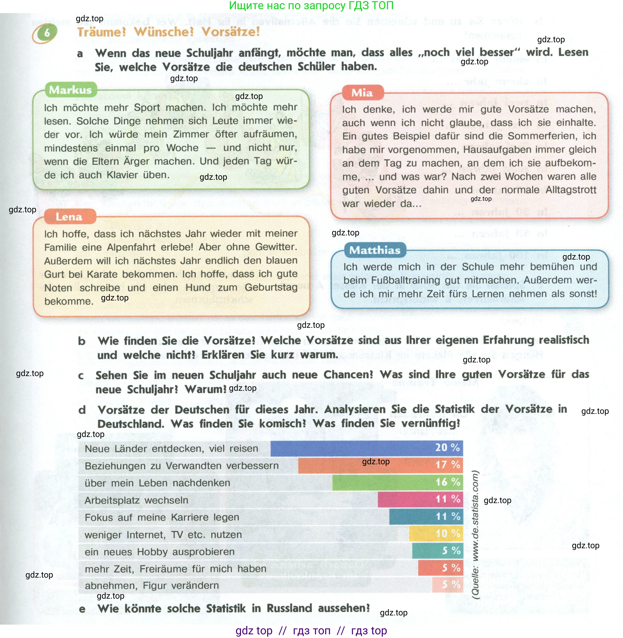 Немецкий язык (Deutsch), 10 класс учебник (lehrbuch), авторы: Аверин Михаил Михайлович (Awerin М), Бажанов Александр Евгеньевич, Фурманова София Львовна, Джин Фридерике (Jin Friederike), Рорман Лутц (Rohrmann Lutz), Михалак Магдалена (Michalak Magdalena), Фосс Уте (Voß Ute), издательство Просвещение, Москва, 2019, страница 15, номер 6, Условие