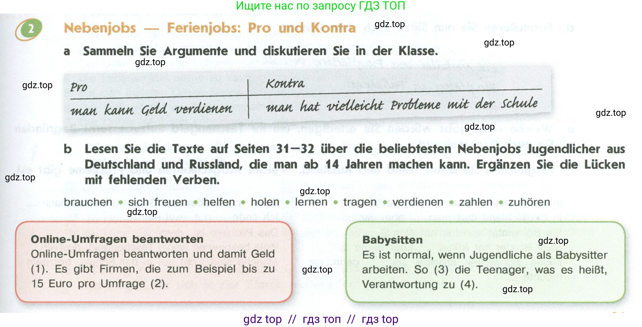 Немецкий язык (Deutsch), 10 класс учебник (lehrbuch), авторы: Аверин Михаил Михайлович (Awerin М), Бажанов Александр Евгеньевич, Фурманова София Львовна, Джин Фридерике (Jin Friederike), Рорман Лутц (Rohrmann Lutz), Михалак Магдалена (Michalak Magdalena), Фосс Уте (Voß Ute), издательство Просвещение, Москва, 2019, страница 31, номер 2, Условие